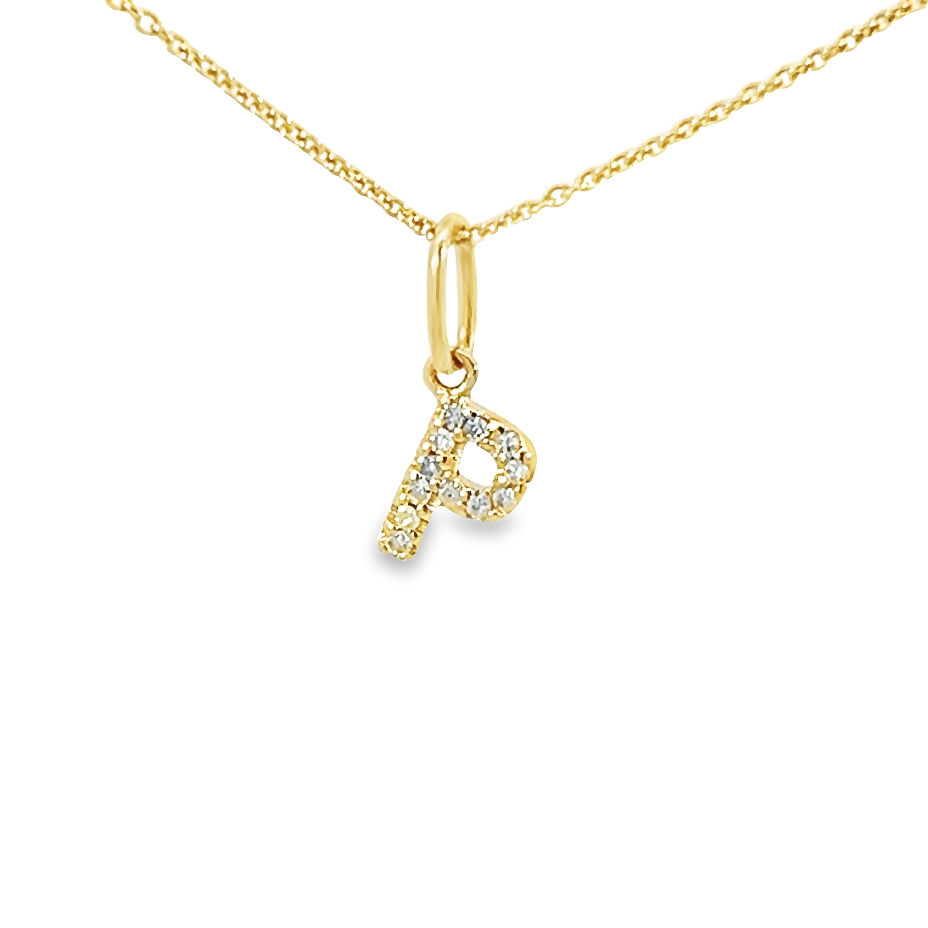 14k Yellow Gold Diamond Letter P Pendant
