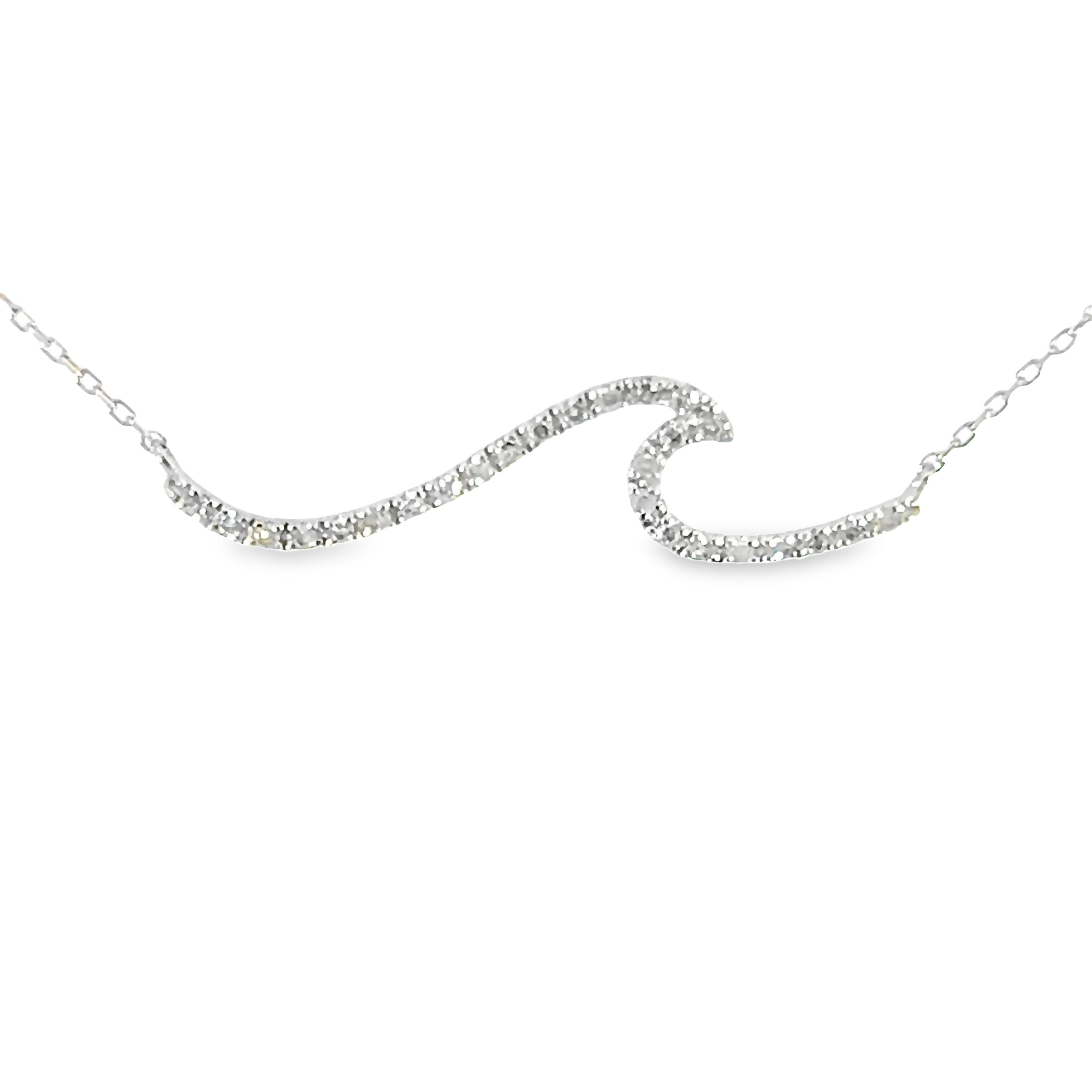14k White Gold Diamond Wave Necklace - 001-160-01604