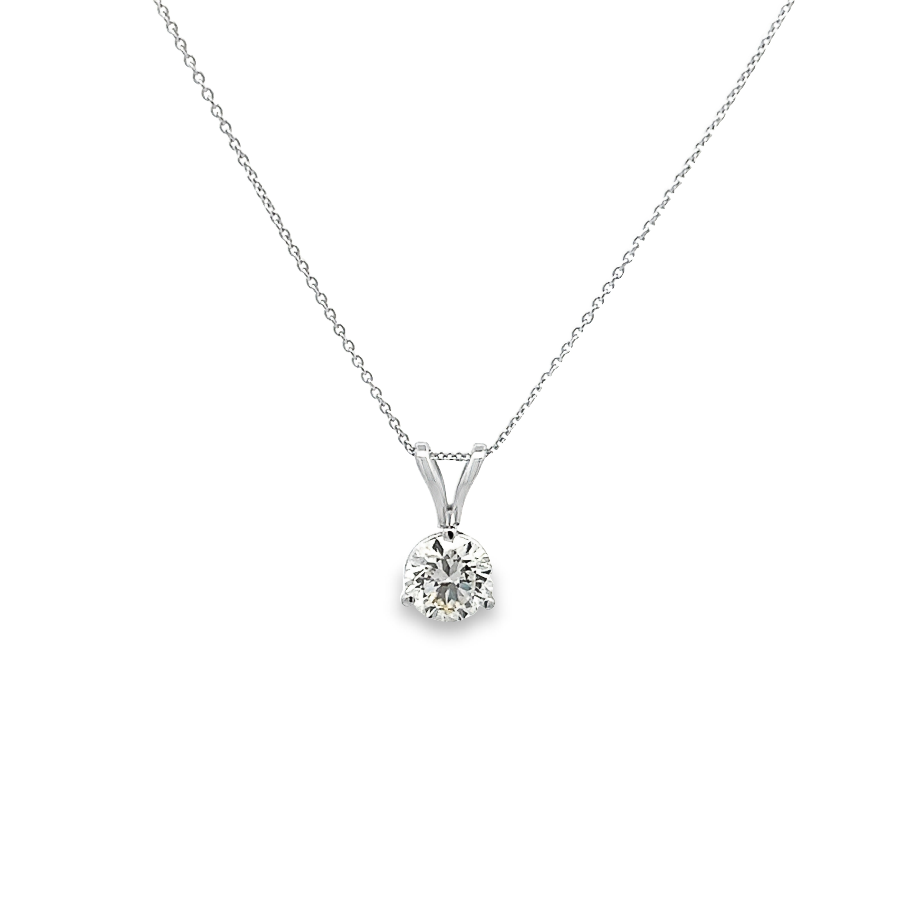 14k White Gold Diamond Solitaire Necklace