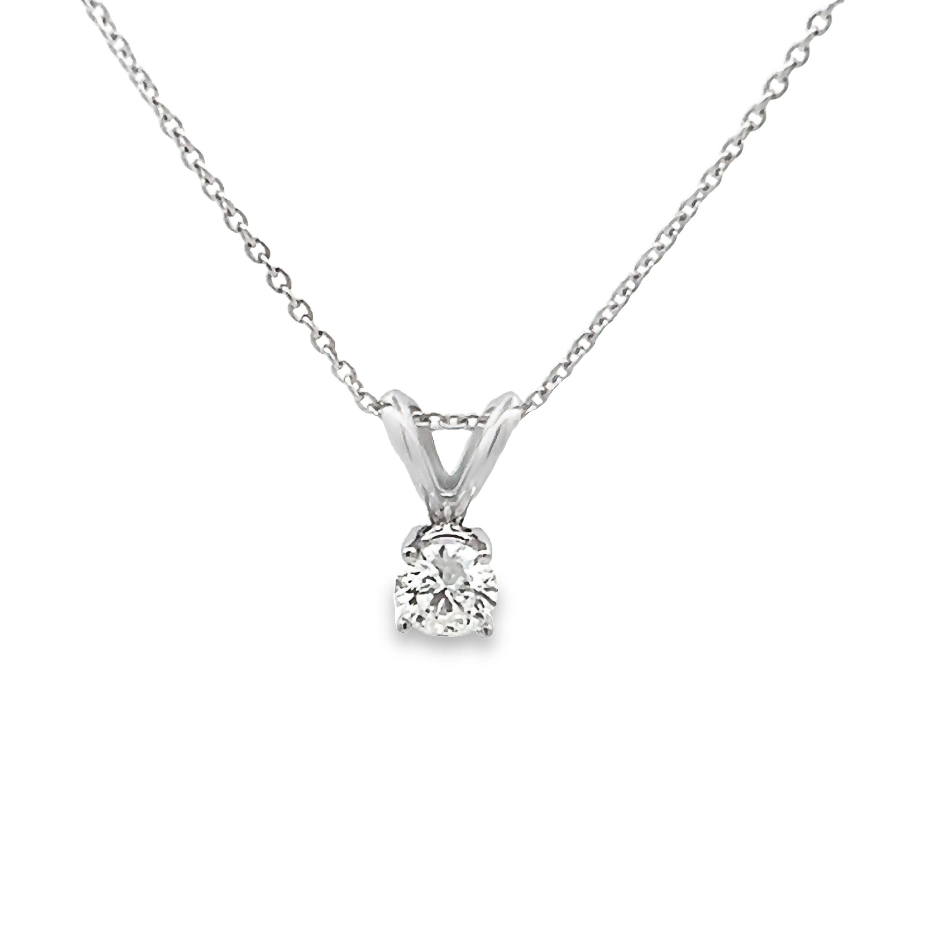 14k White Gold Diamond Pendant Necklace