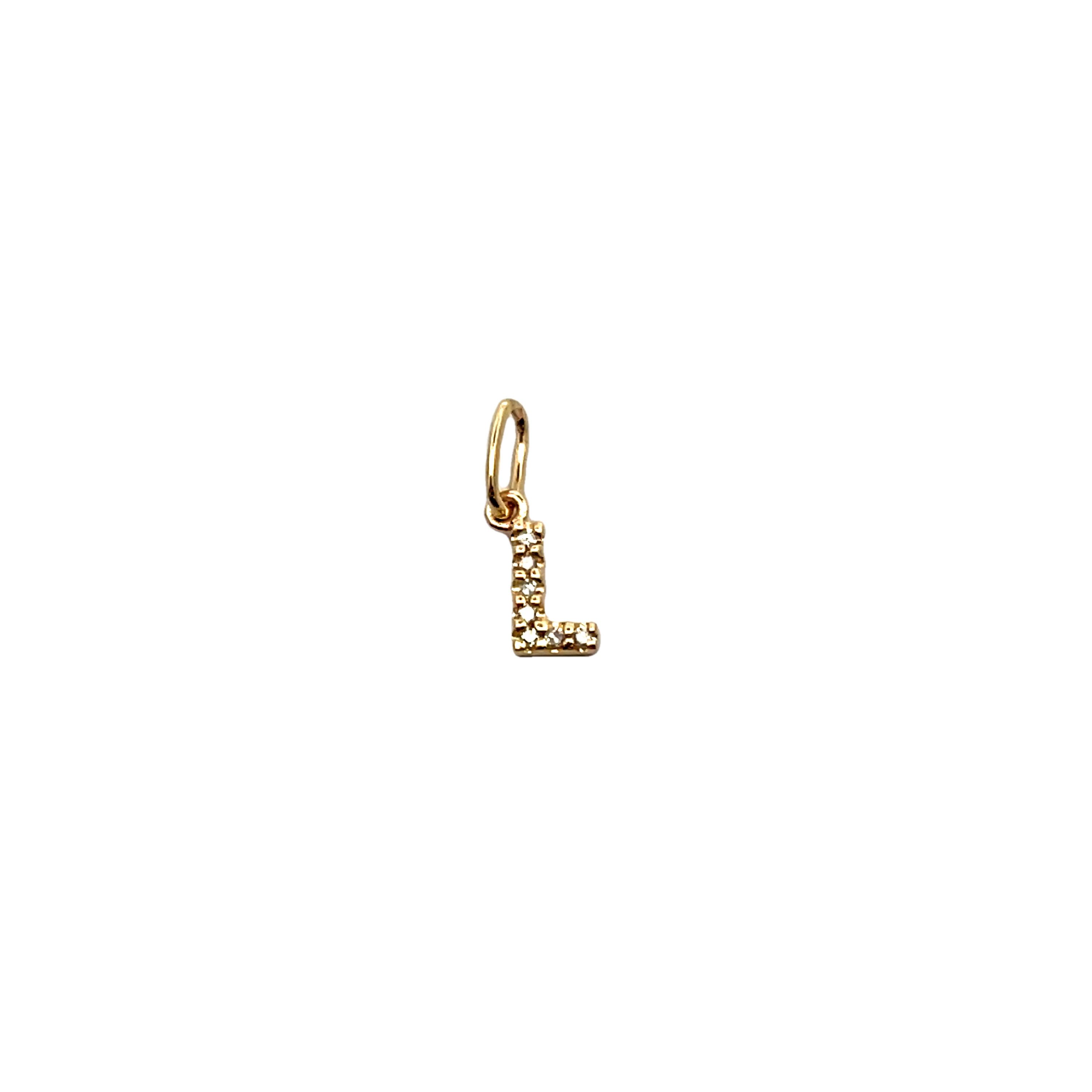 14k Yellow Gold Diamond Letter L Charm