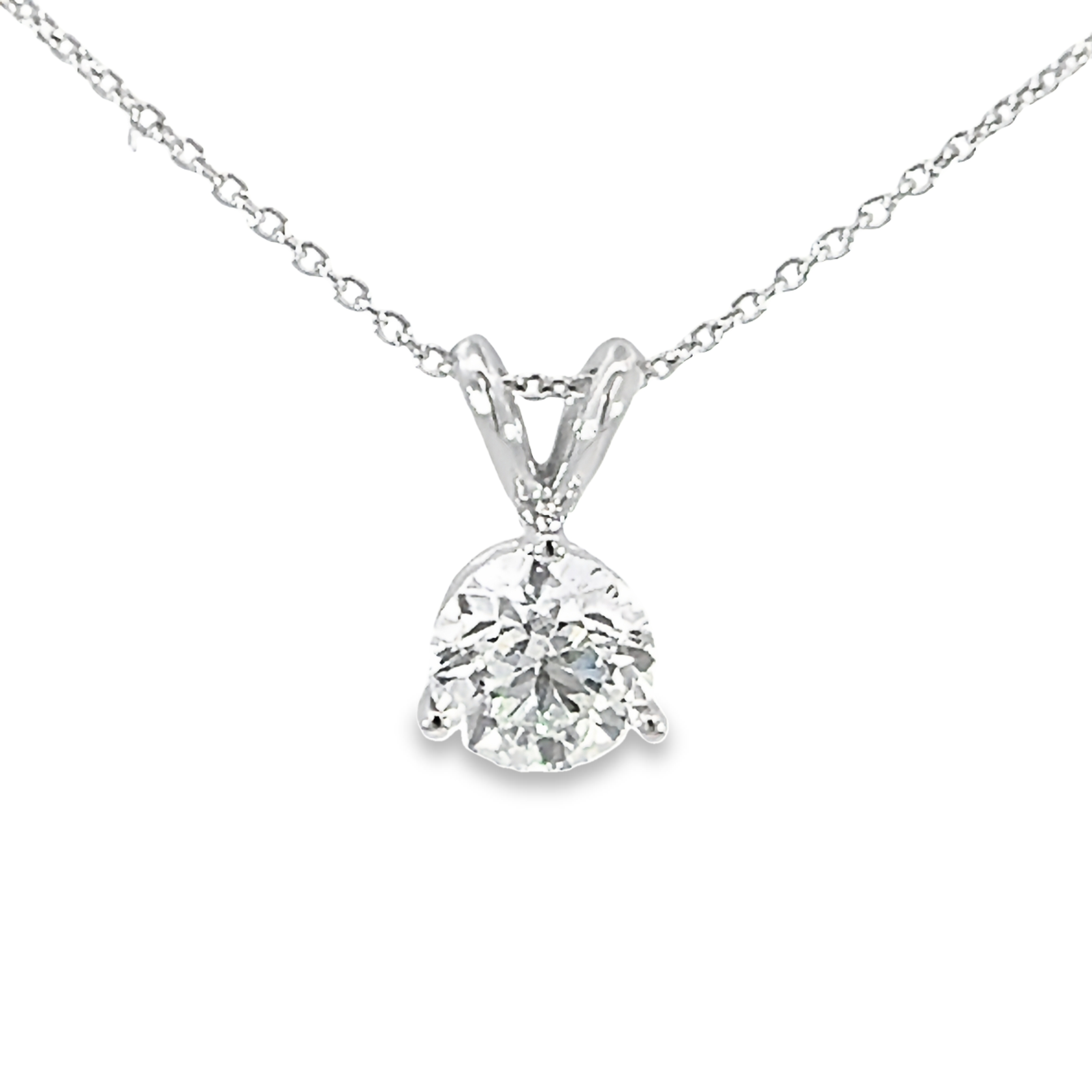 14k White Gold Diamond Pendant Necklace