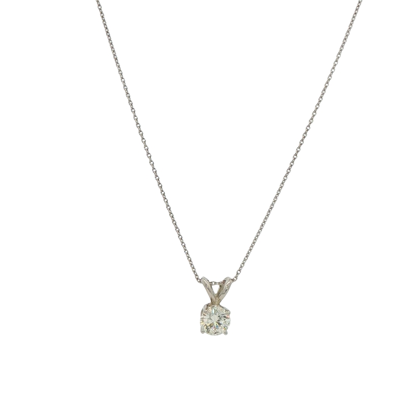 14k White Gold Diamond Solitaire Pendant Necklace