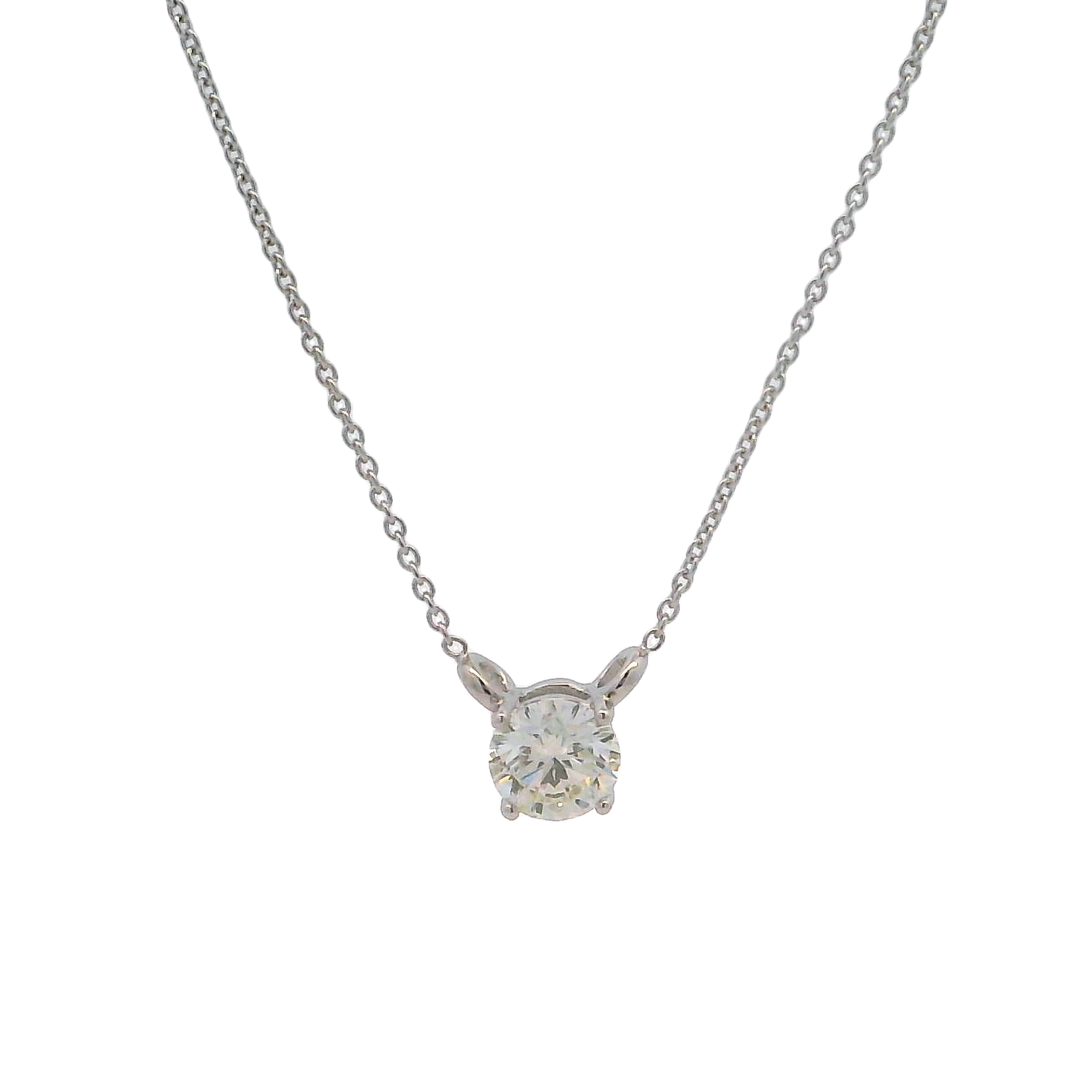 14k White Gold Diamond Solitaire Pendant Necklace