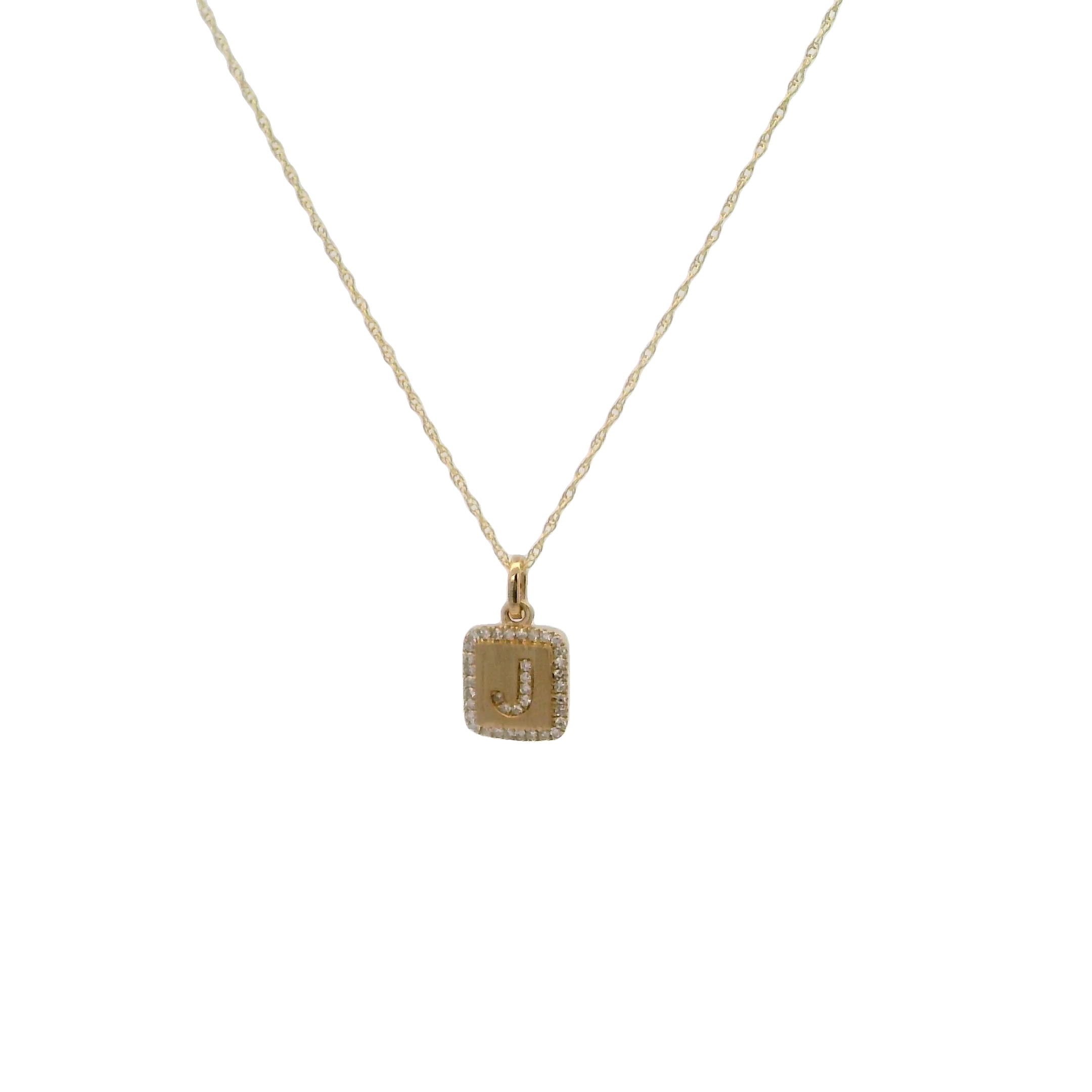 14k Yellow Gold Diamond "j" Pendant
