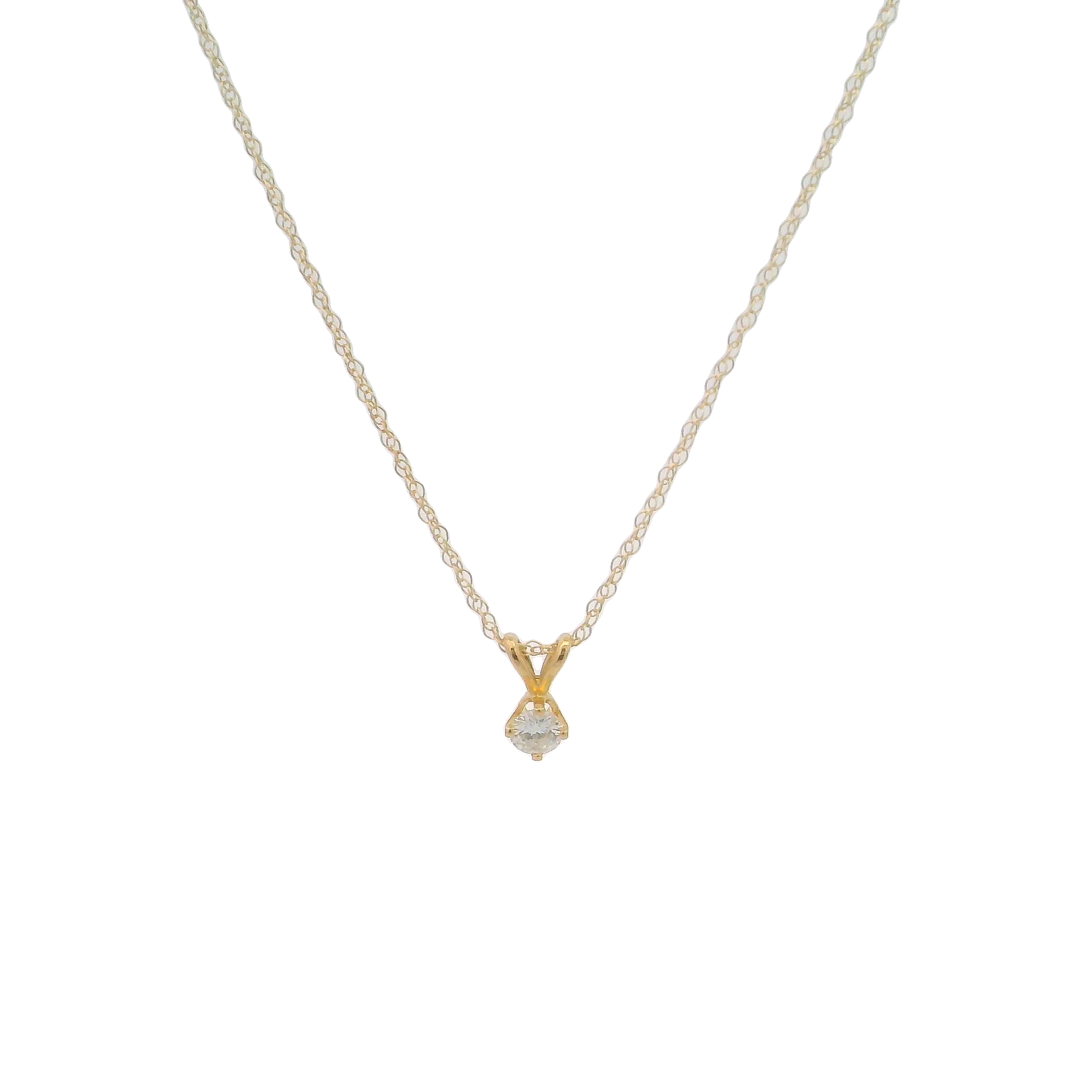 14k Yellow Gold Solitaire Diamond Pendant