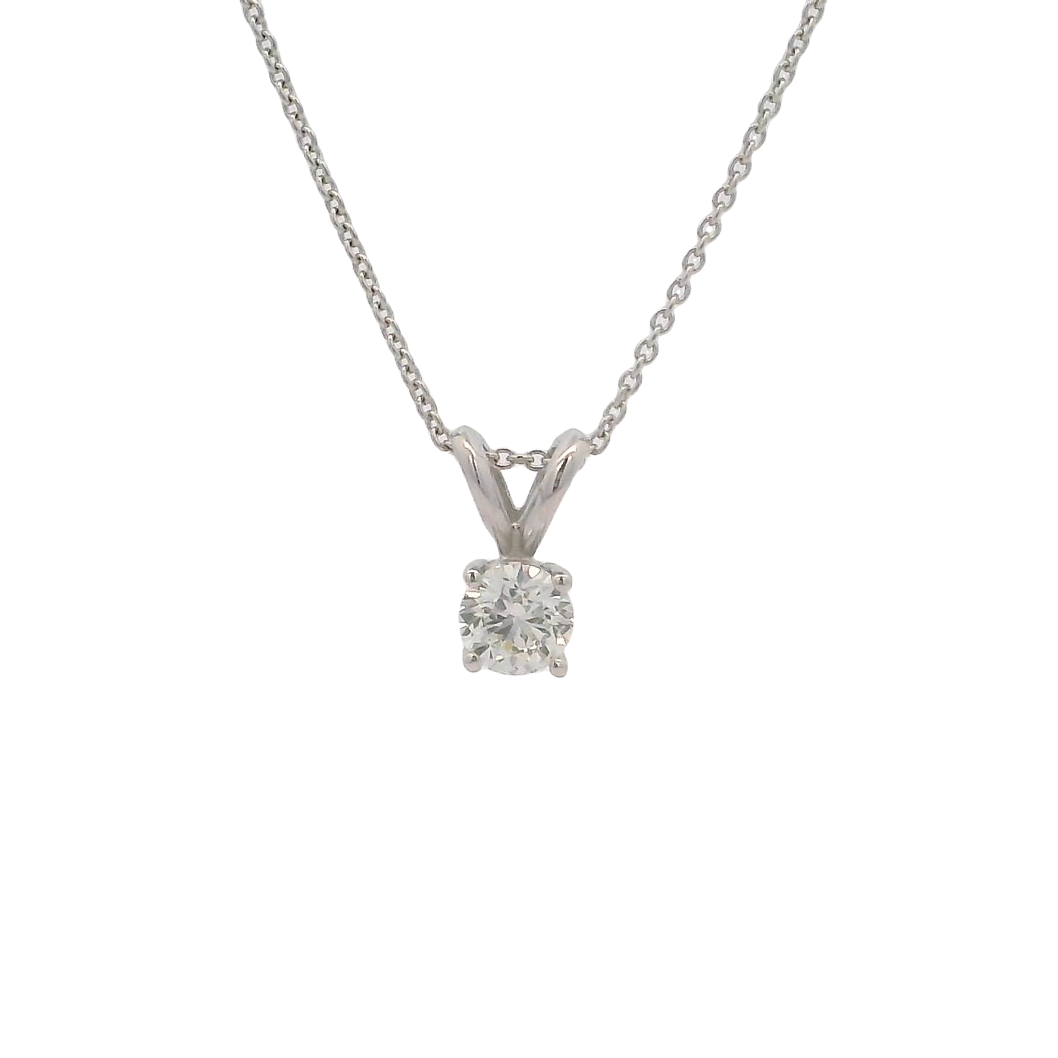 14k White Gold Diamond Pendant Necklace