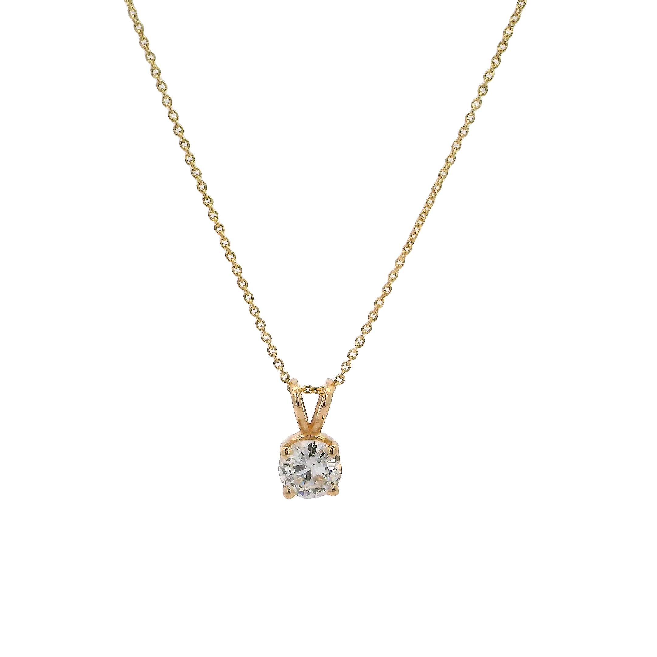 14k Yellow Gold Diamond Solitaire Pendant