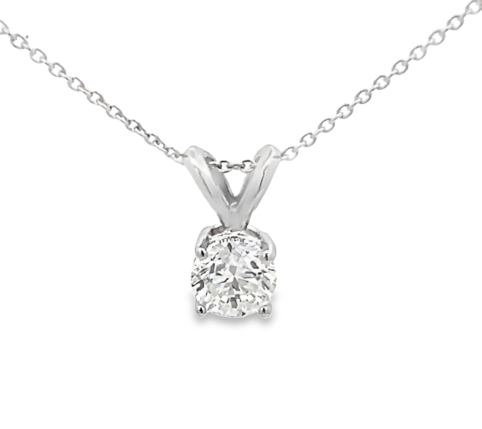 14k Gold Diamond Solitaire Pendant Necklace