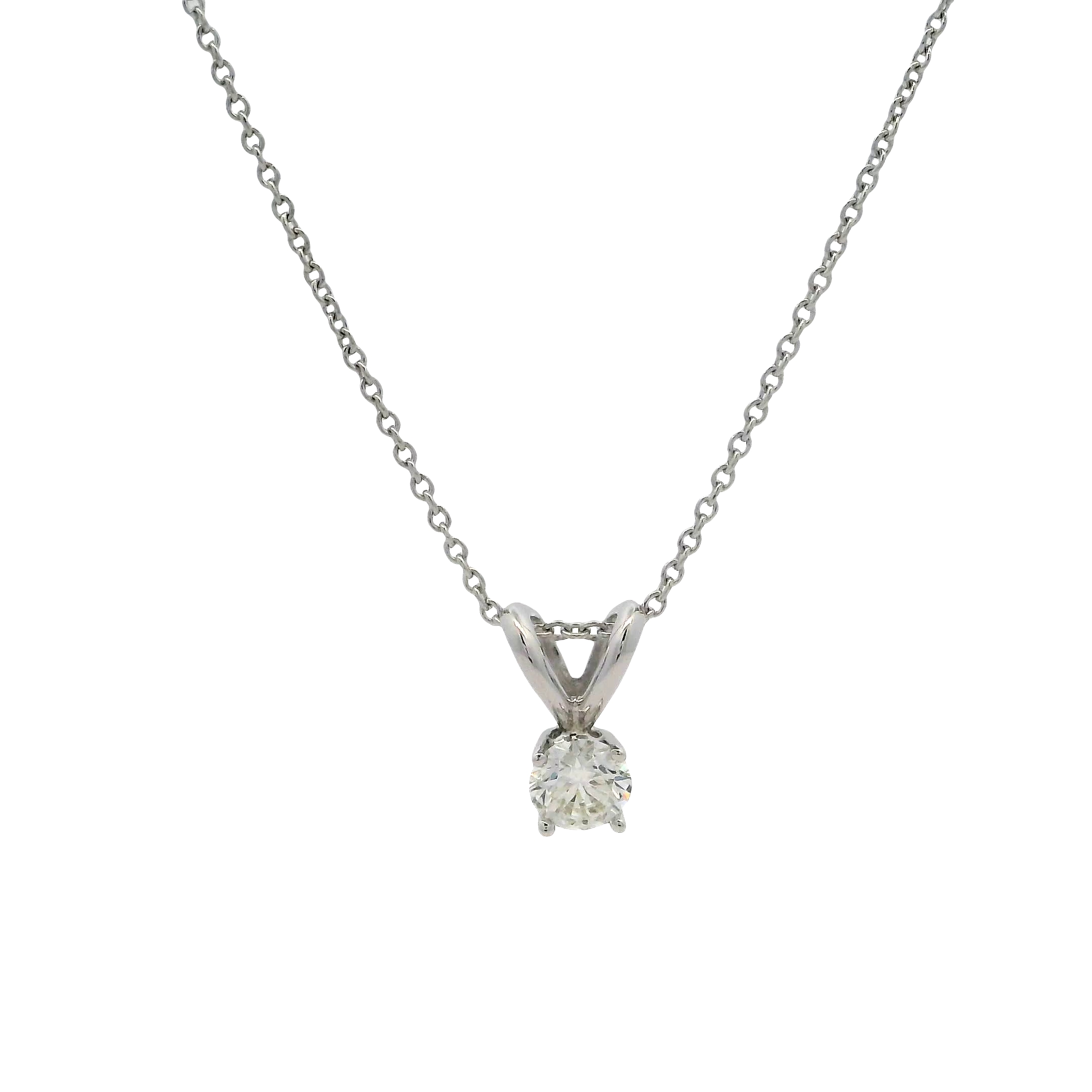 14k White Gold Diamond Pendant Necklace