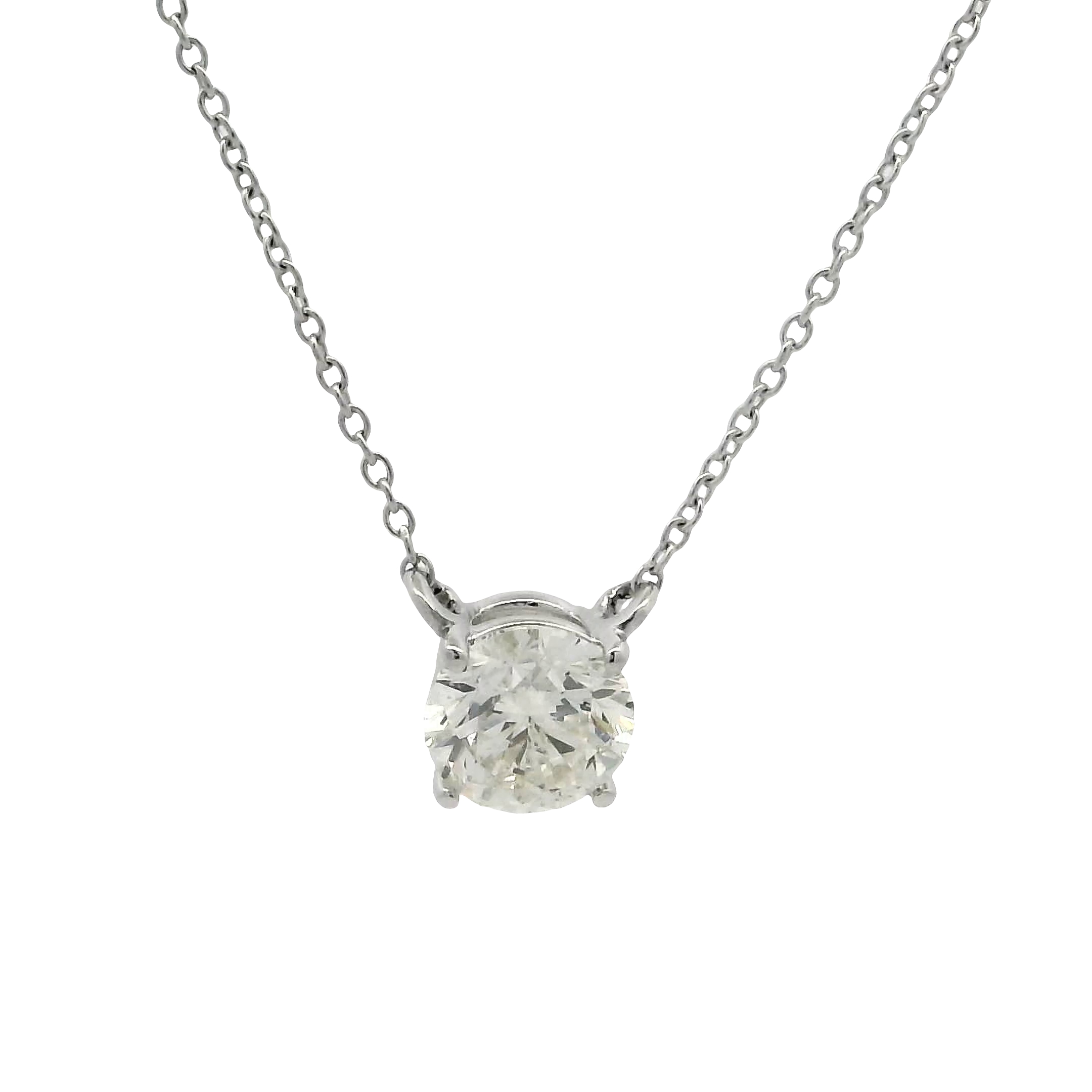 14k White Gold Diamond Solitaire Necklace