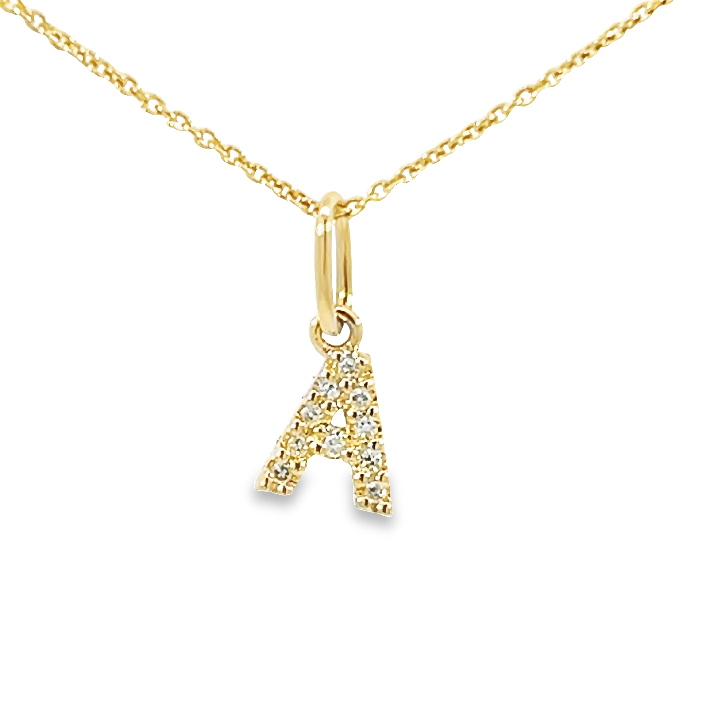 14k Yellow Gold Diamond Letter Charm