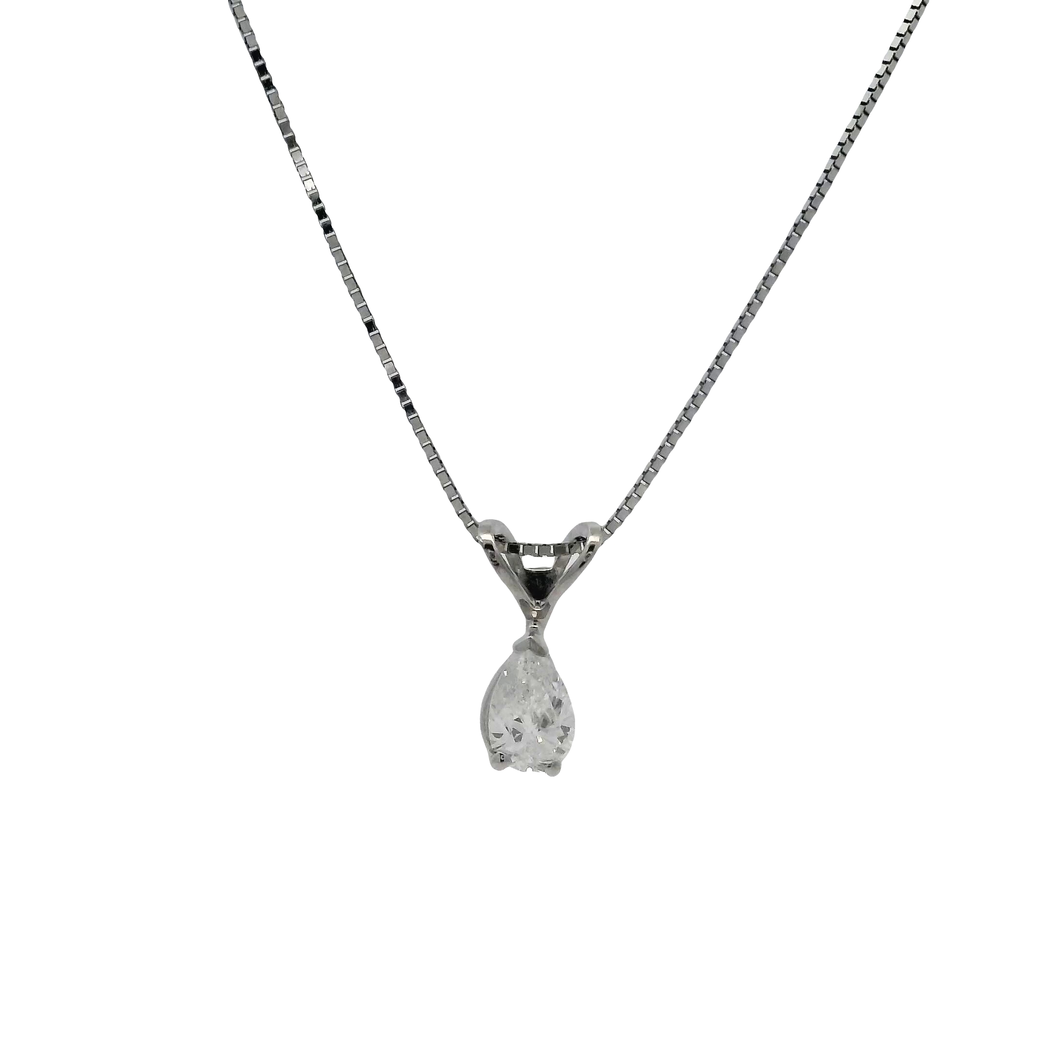 14k White Gold Diamond Solitaire Necklace