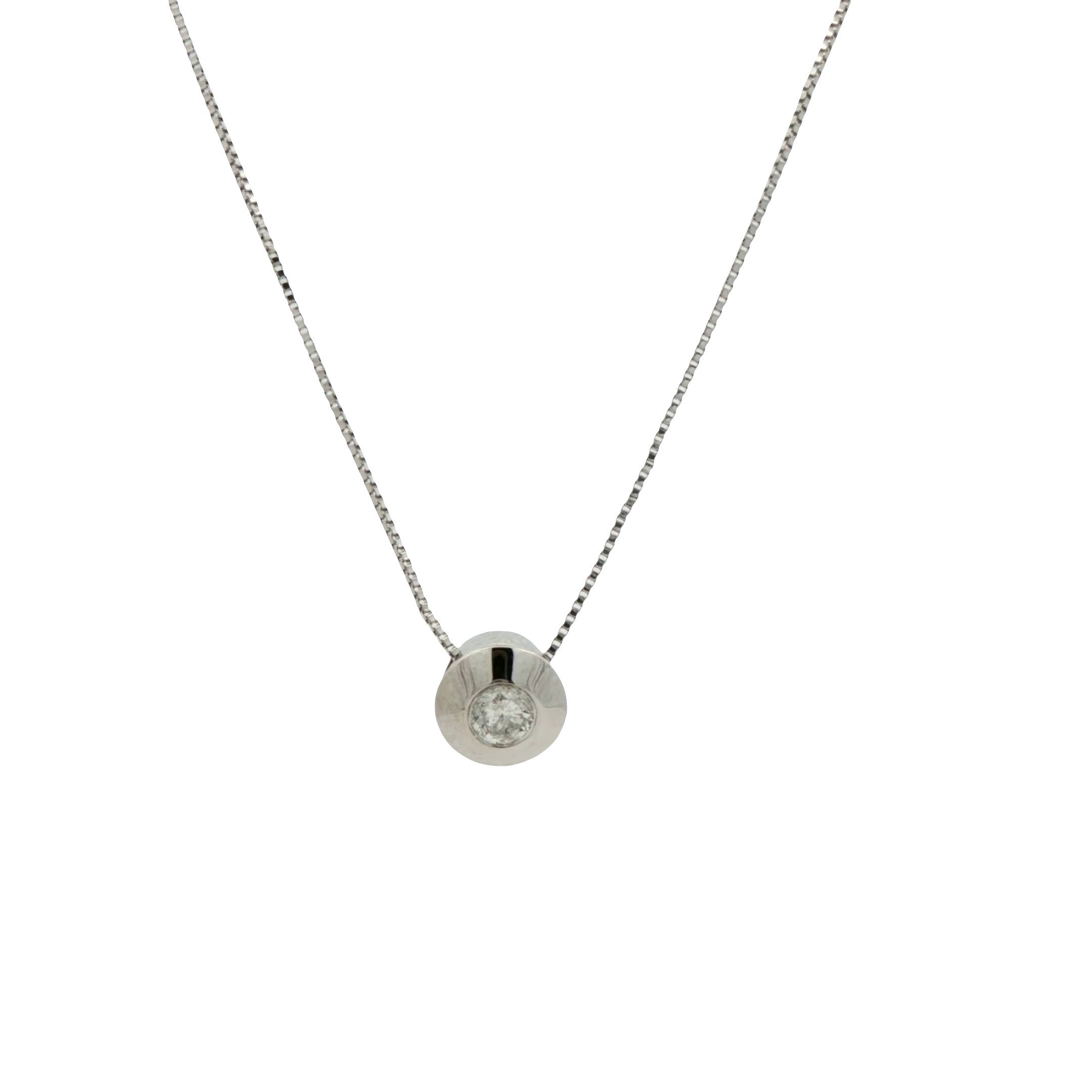 14k White Gold Diamond Bezel Set Pendant