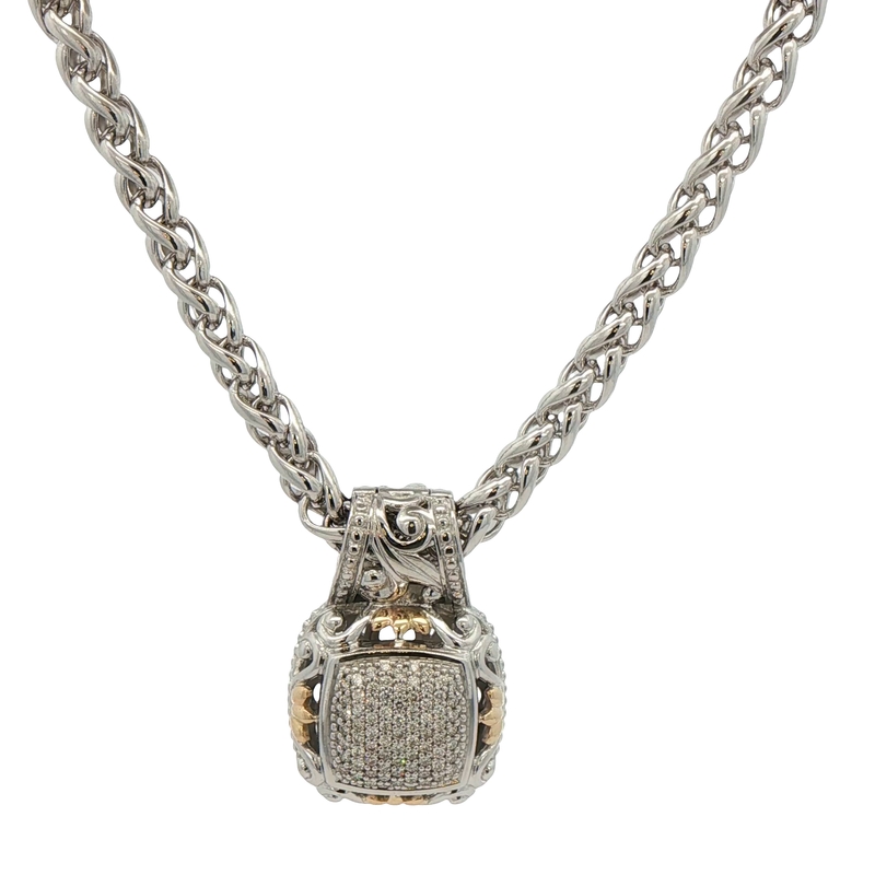 Sterling Silver Pendant With 14k Yellow Gold Accents And Diamonds