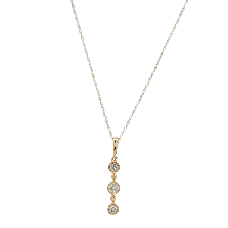 14k Yellow Gold Diamond Drop Pendant
