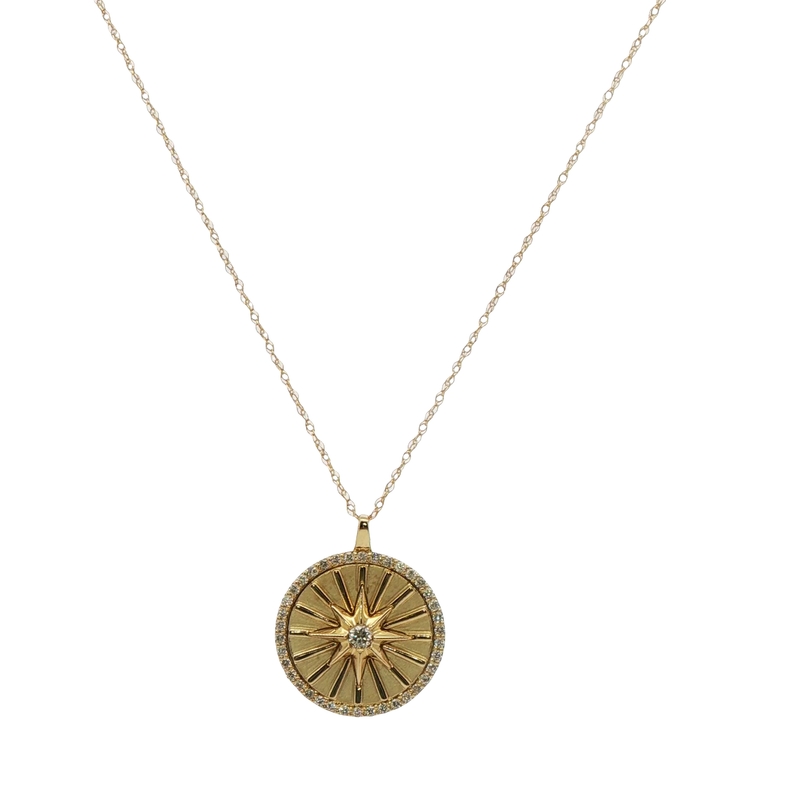 14k Yellow Gold Diamond Circle Pendant