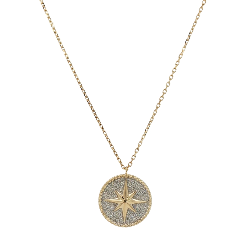14k Yellow Gold Diamond Circle Pendant