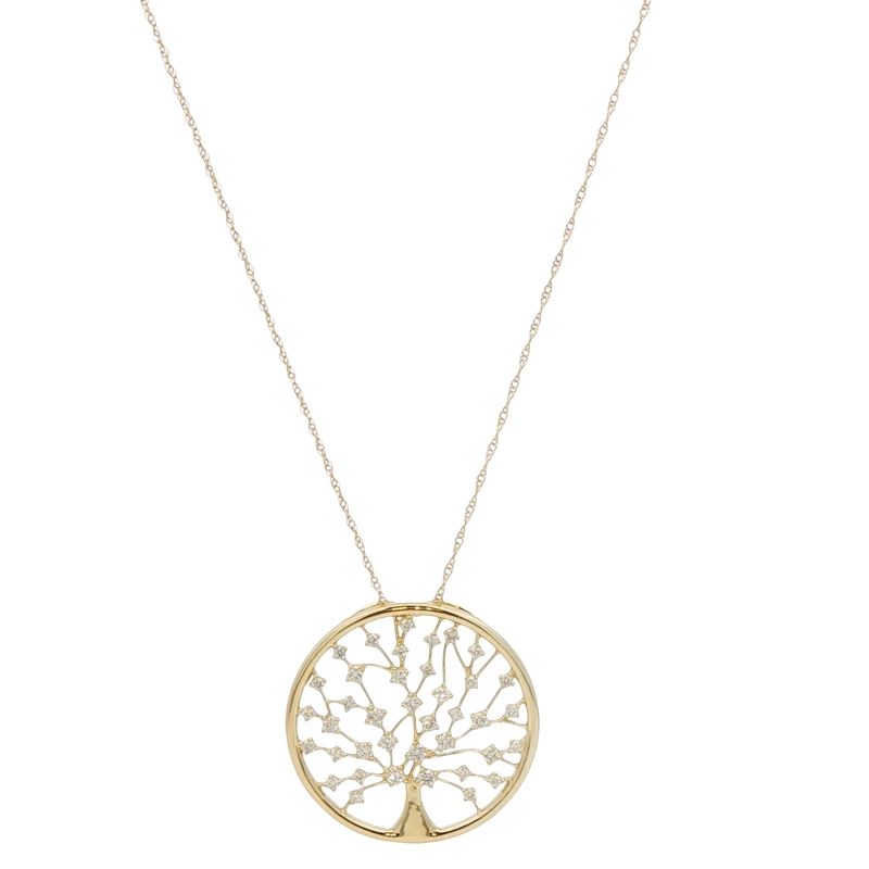 14k Yellow Gold Diamond Circle Pendant