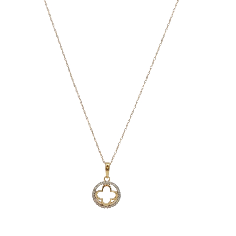 14k Yellow Gold Diamond Circle Pendant