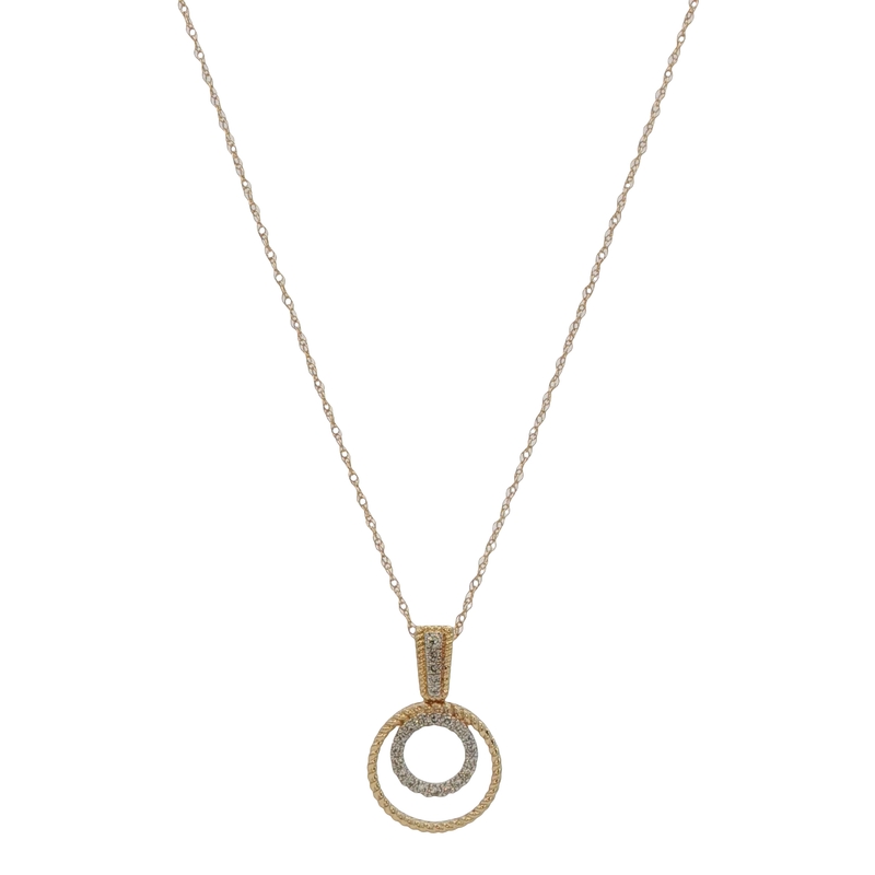 14k Yellow Gold Diamond Circle Pendant