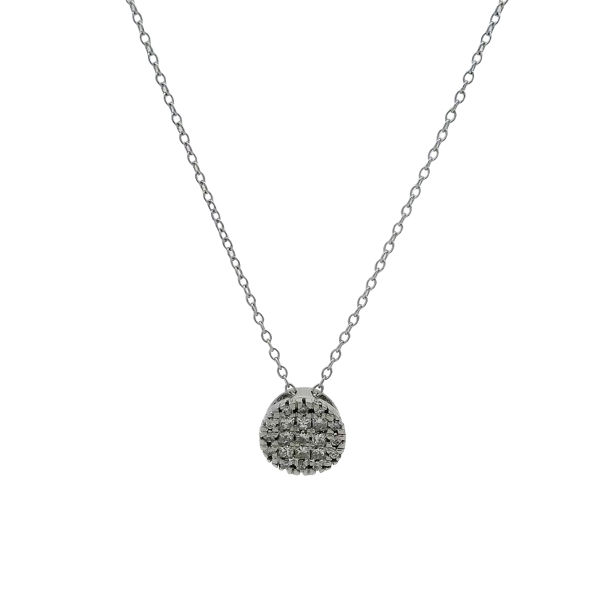 14k White Gold Diamond Cluster Pendant Necklace