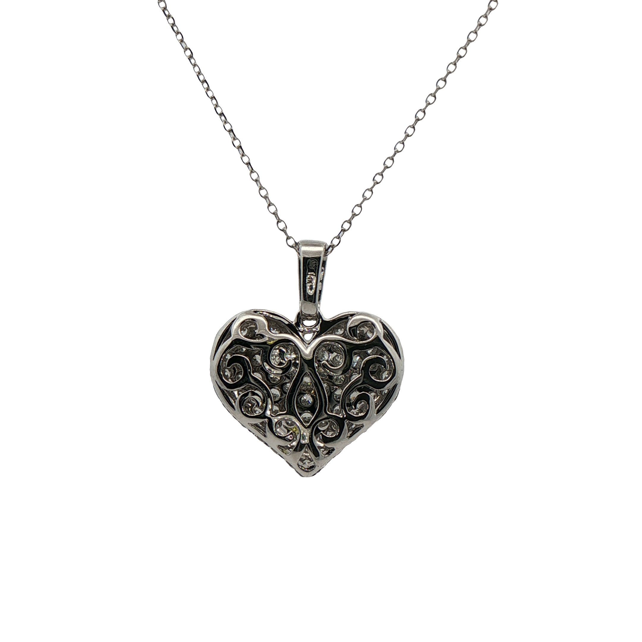 14k White Gold Diamond Heart Pendant