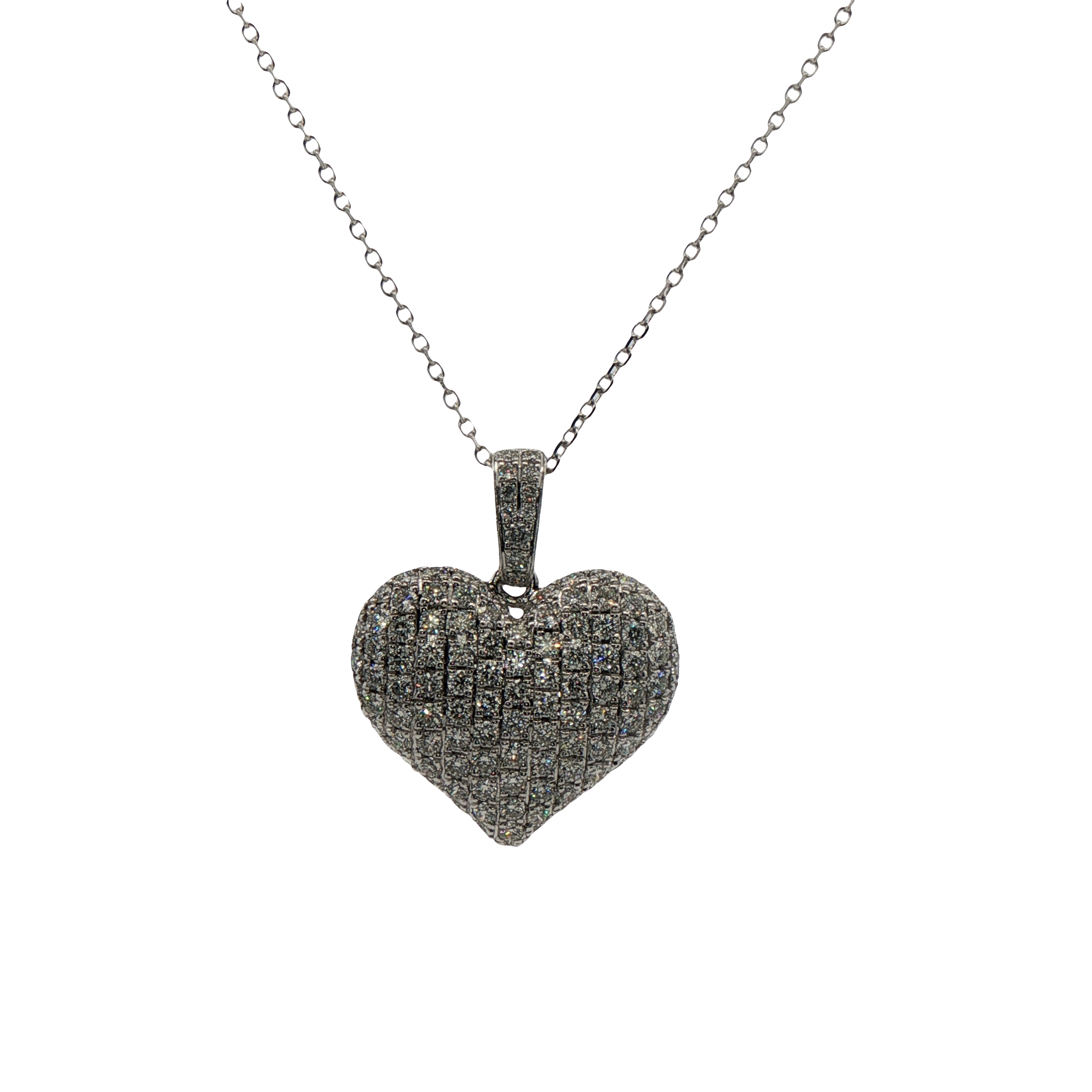 14k White Gold Diamond Heart Pendant