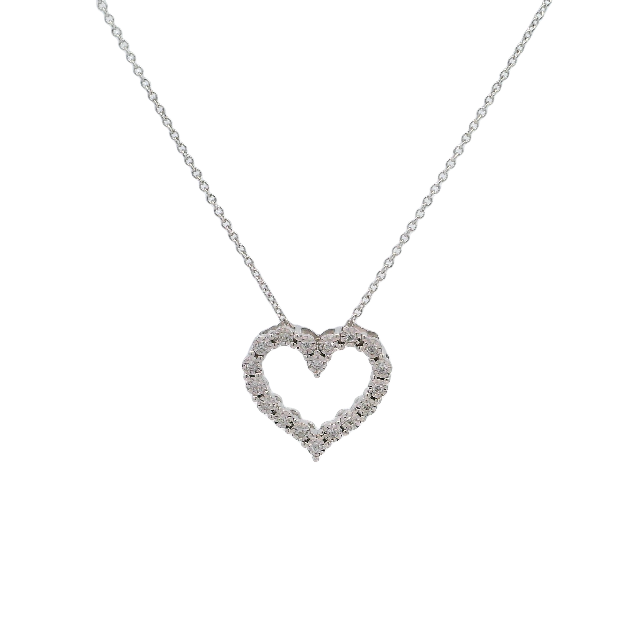 14k White Gold Diamond Heart Necklace