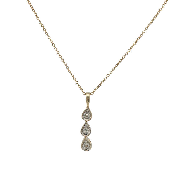 14k Yellow Gold Diamond Drop Pendant
