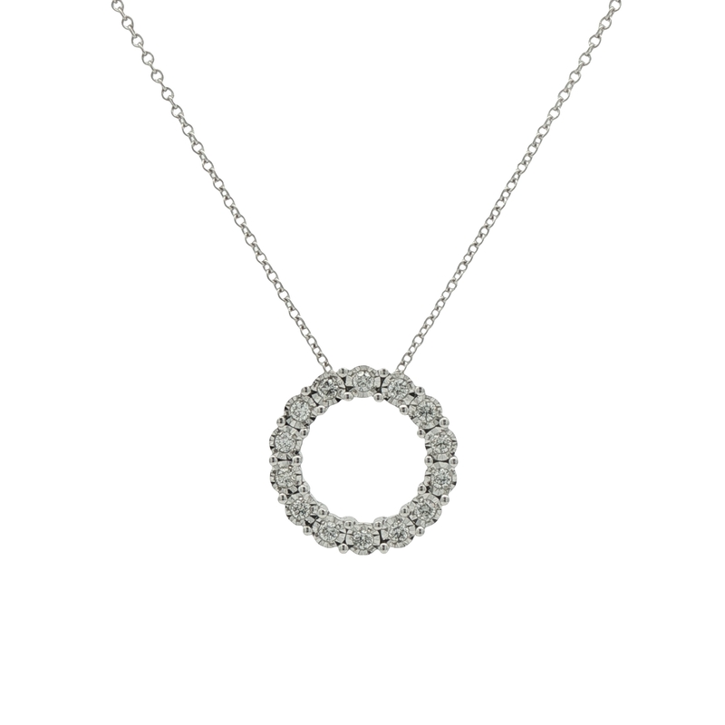 14k Gold Diamond Circle Pendant Necklace