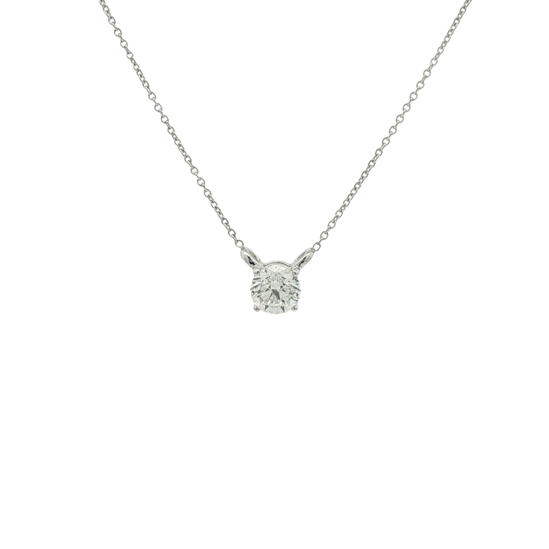 14k White Gold Diamond Solitaire Pendant Necklace