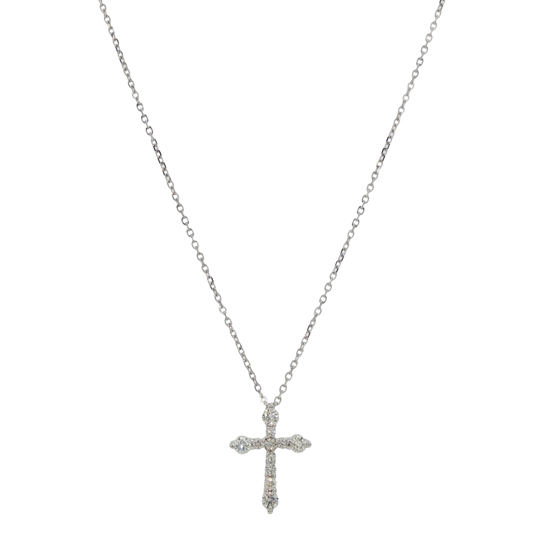 14k White Gold Diamond Cross Pendant