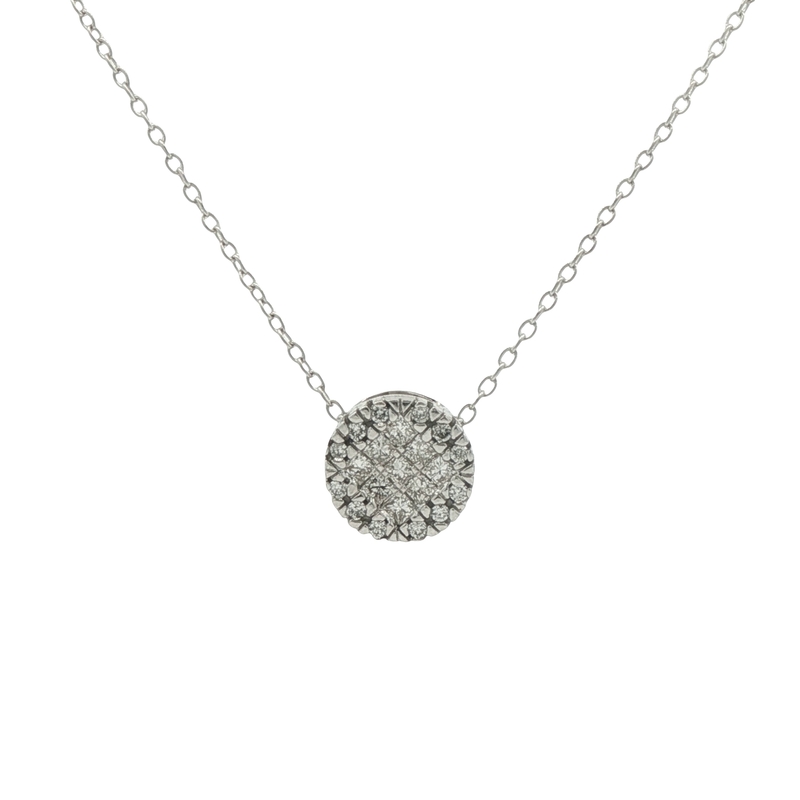 14k White Gold Diamond Cluster Pendant Necklace