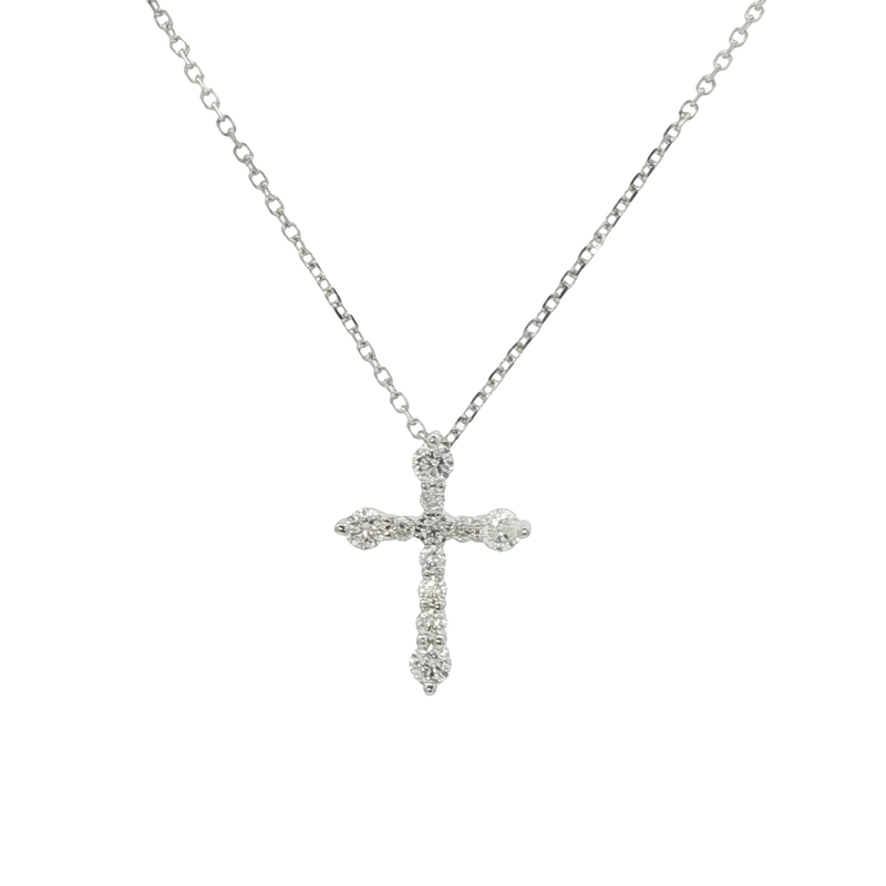 14k White Gold Diamond Cross Pendant