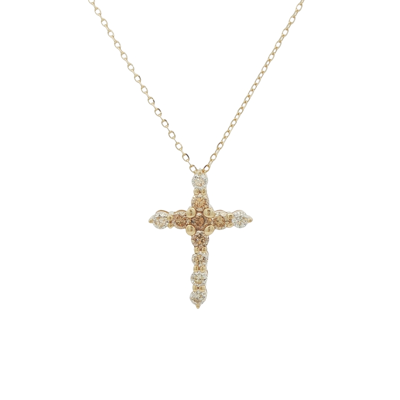 14k Yellow Gold Desert Diamond Cross Pendant