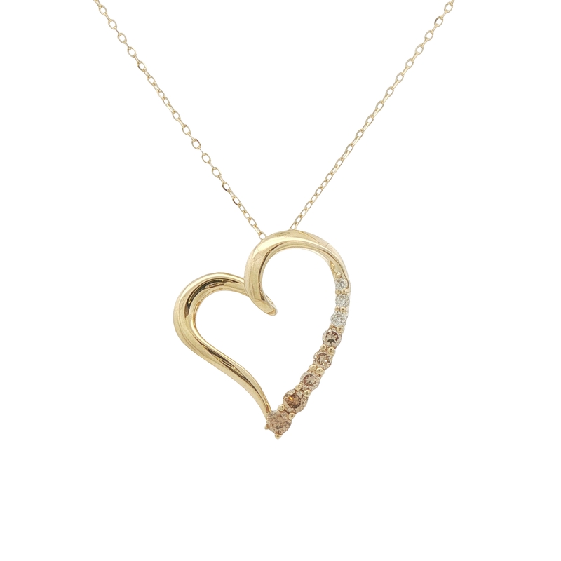 14k Yellow Gold Desert Diamond Heart Pendant
