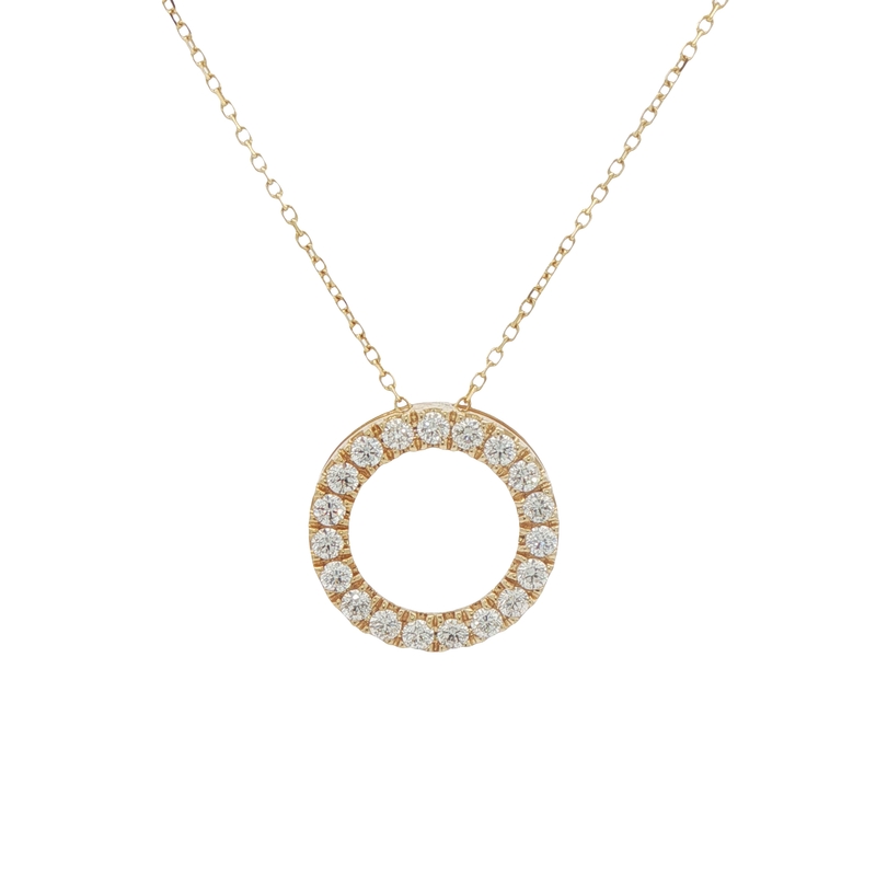 14k Yellow Gold Circle Diamond Pendant