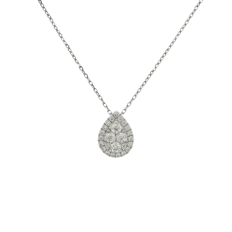 14k White Gold Cluster Pear Pendant