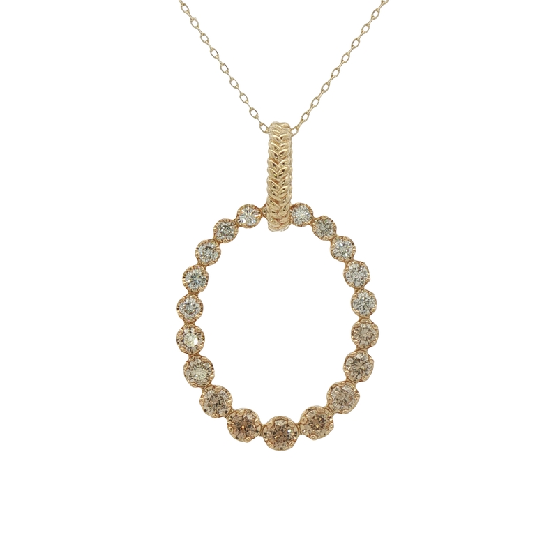 14k Yellow Gold Desert Diamond Oval Pendant