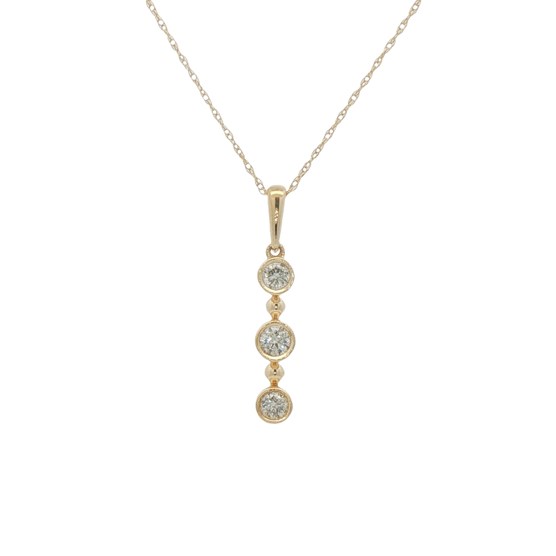 14k Yellow Gold Diamond Drop Pendant