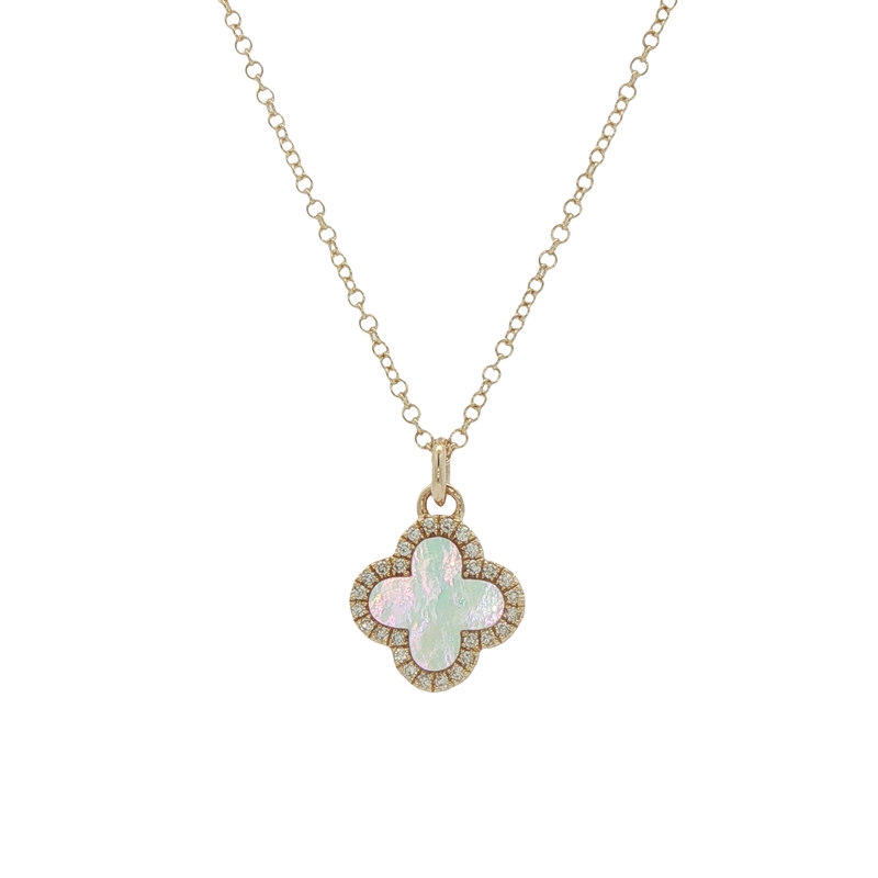 14k Yellow Gold Mother Of Pearl And Diamond Pendant