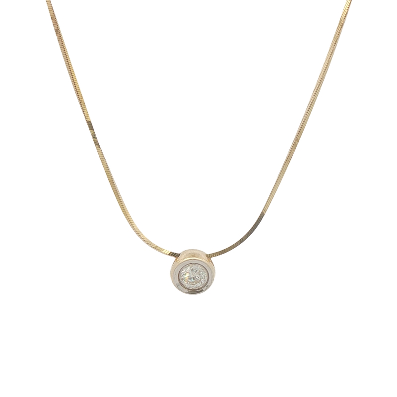 14k Two-tone Solitaire Diamond Pendant