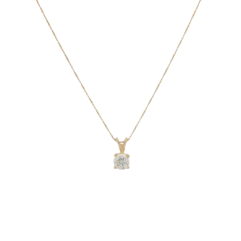 14k Yellow Gold Solitaire Diamond Pendant