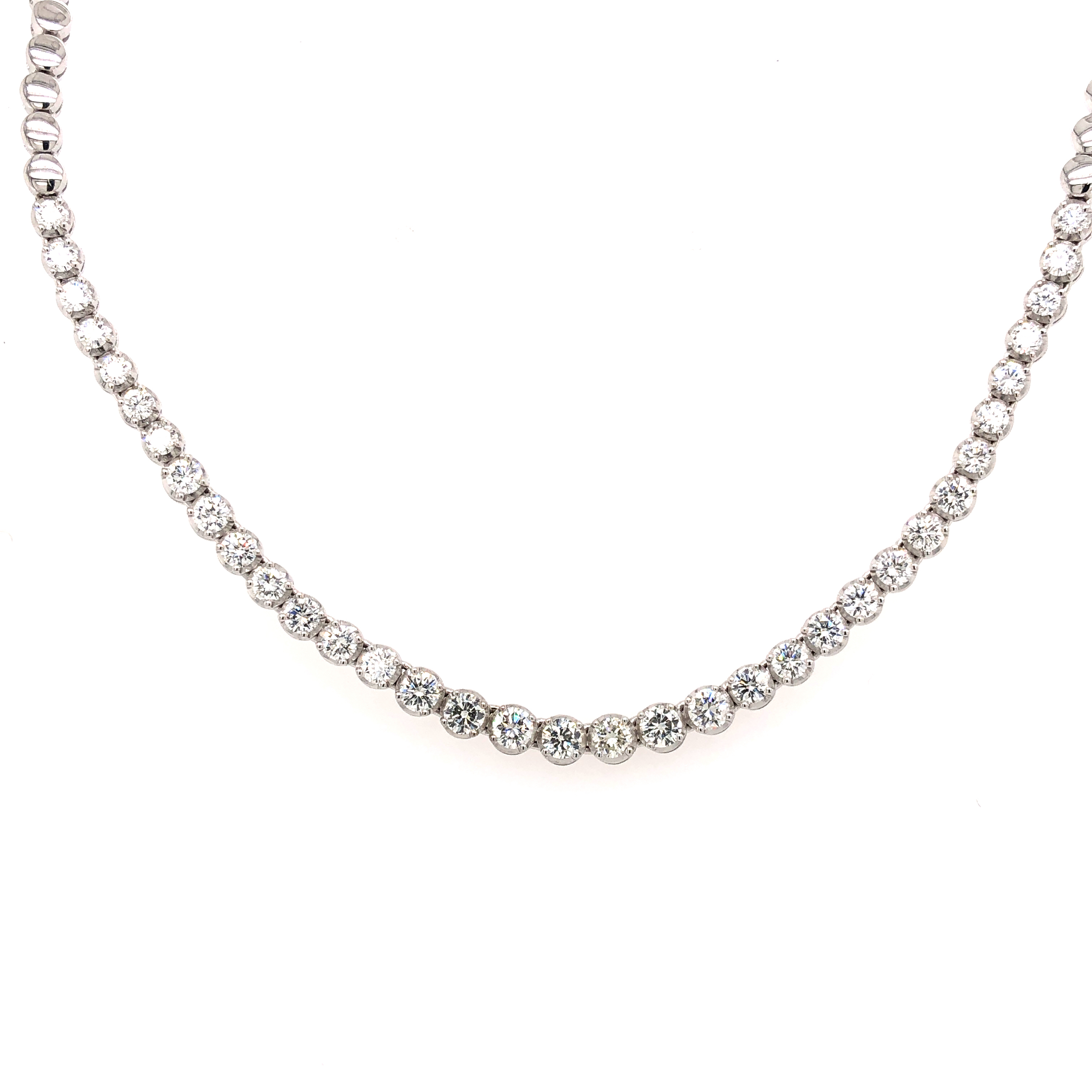 18 Karat white gold necklace Length 16 with 35=3.00tw Round Brilliant F VVS Diamonds  dwt: 18.86