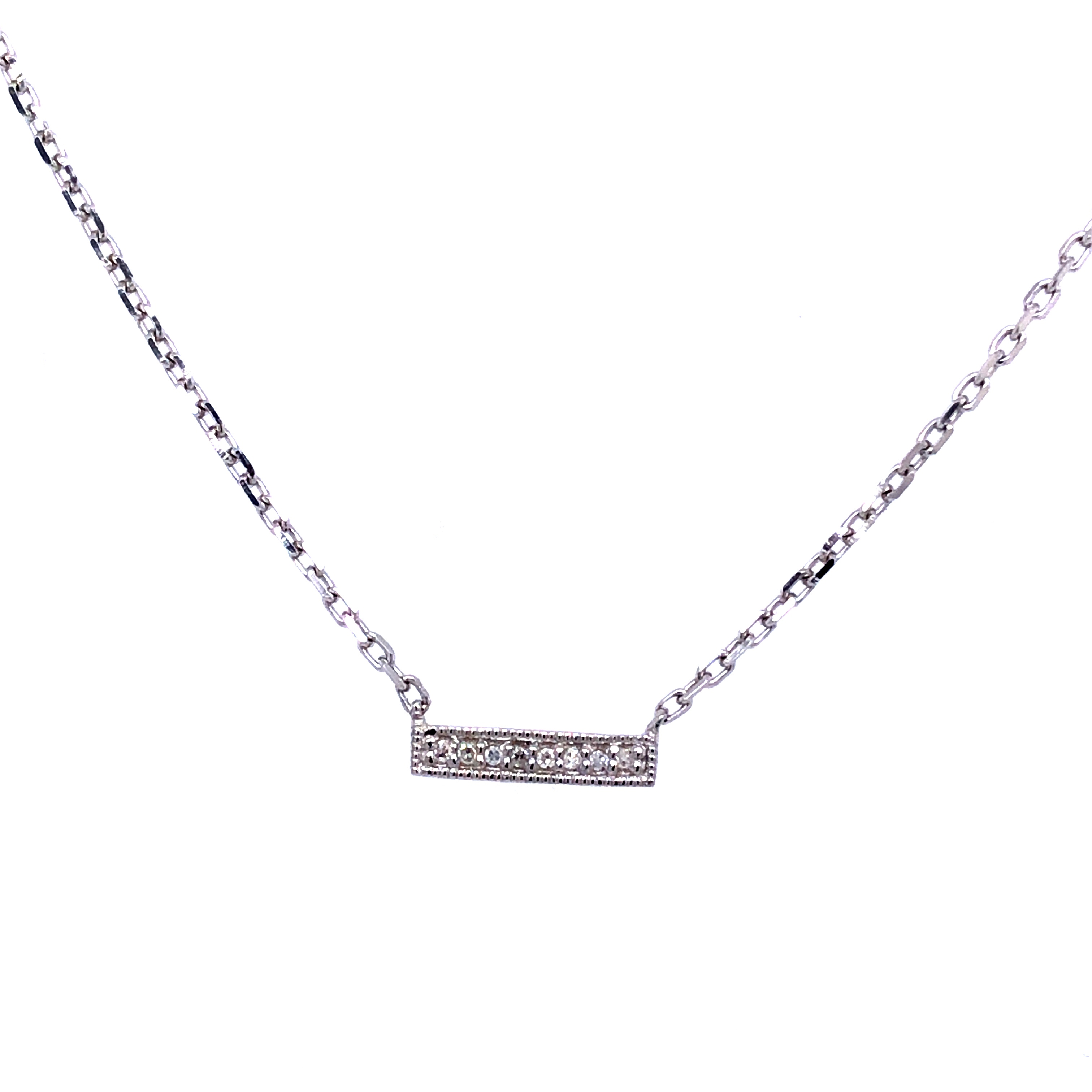 Sterling silver petite diamond bar necklace