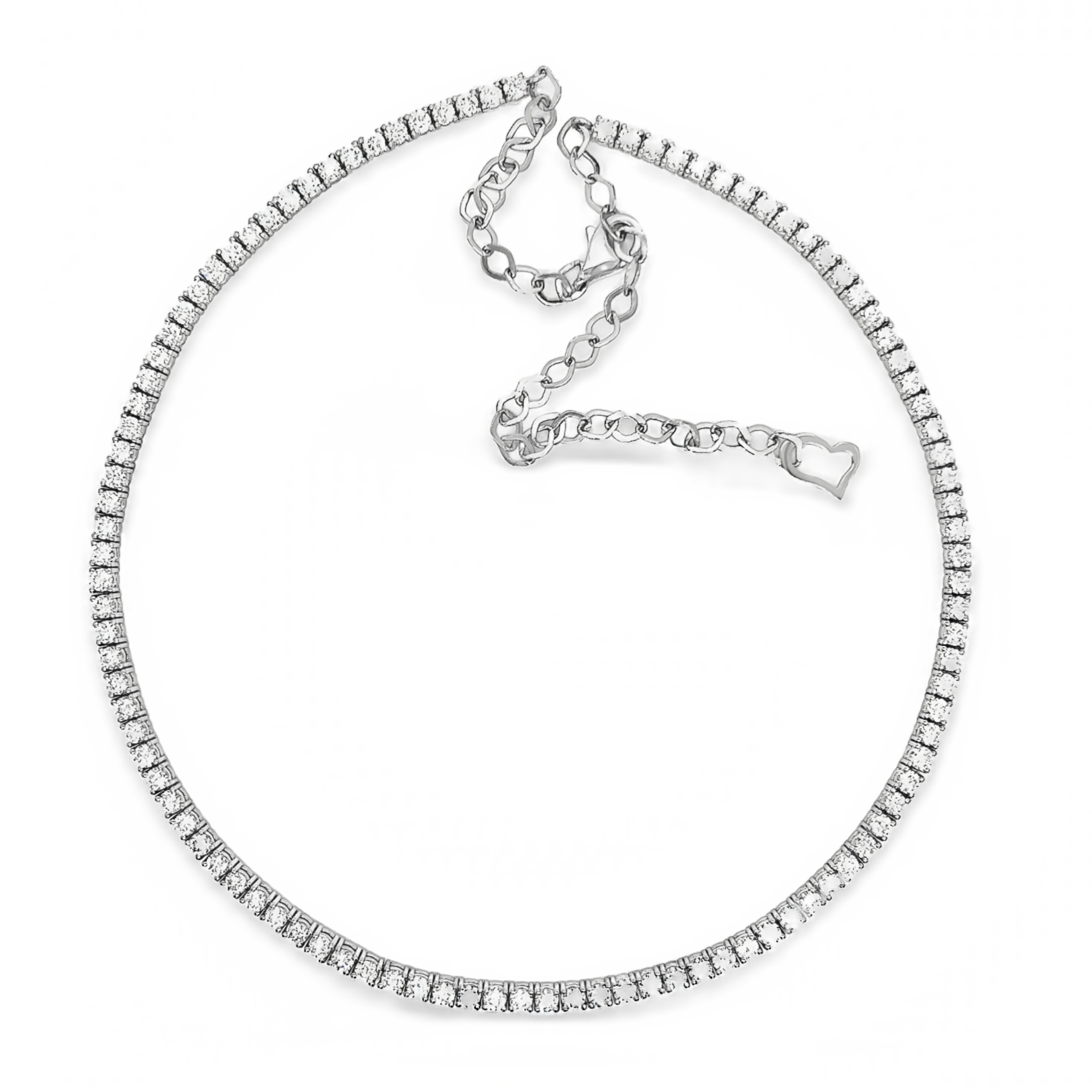 14 Karat white gold Riviera Necklace With 103=5.00Tw Round Brilliant G Vs Diamonds