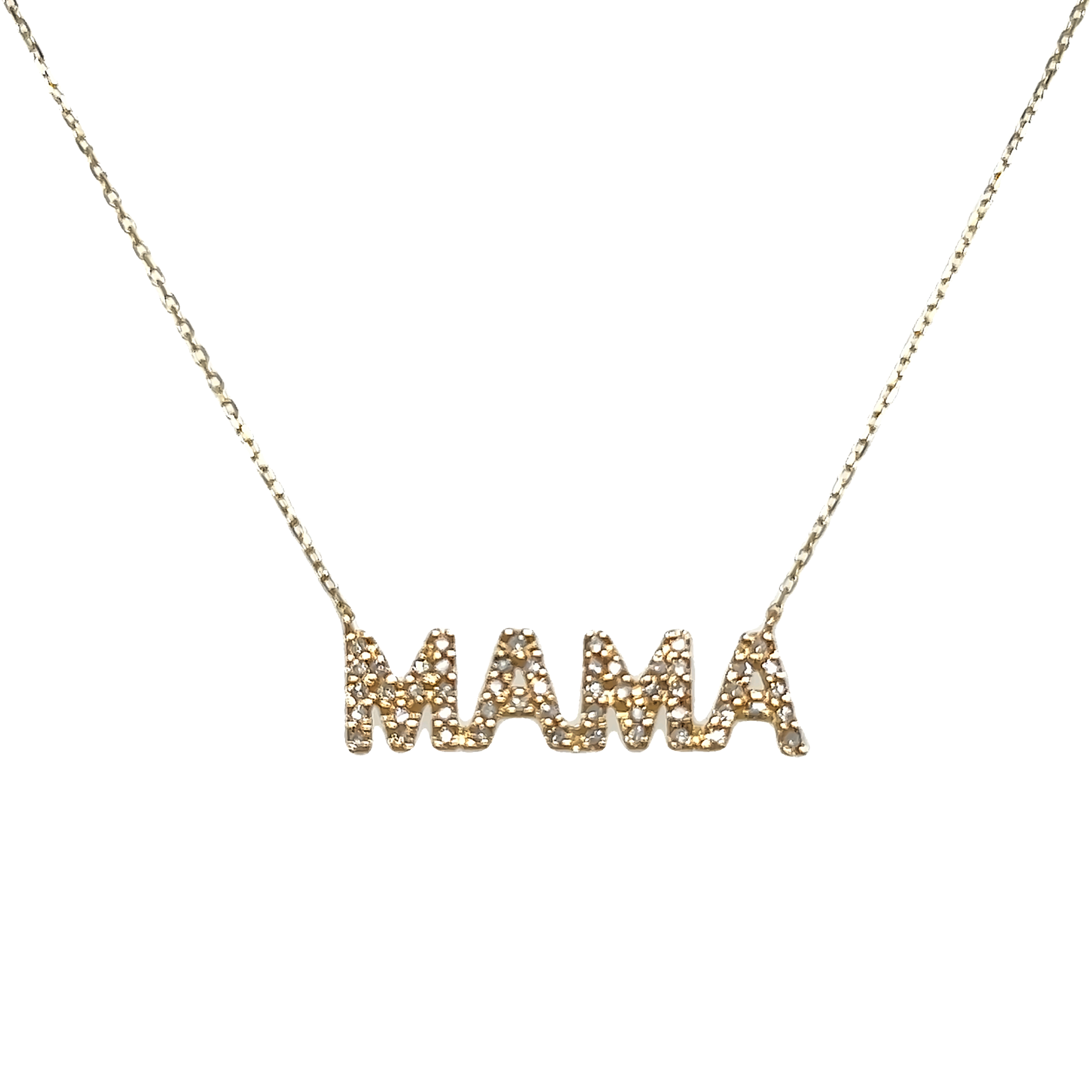 Yellow 14 Karat MAMA Necklace With 52=0.15Tw Round Brilliant G I Diamonds