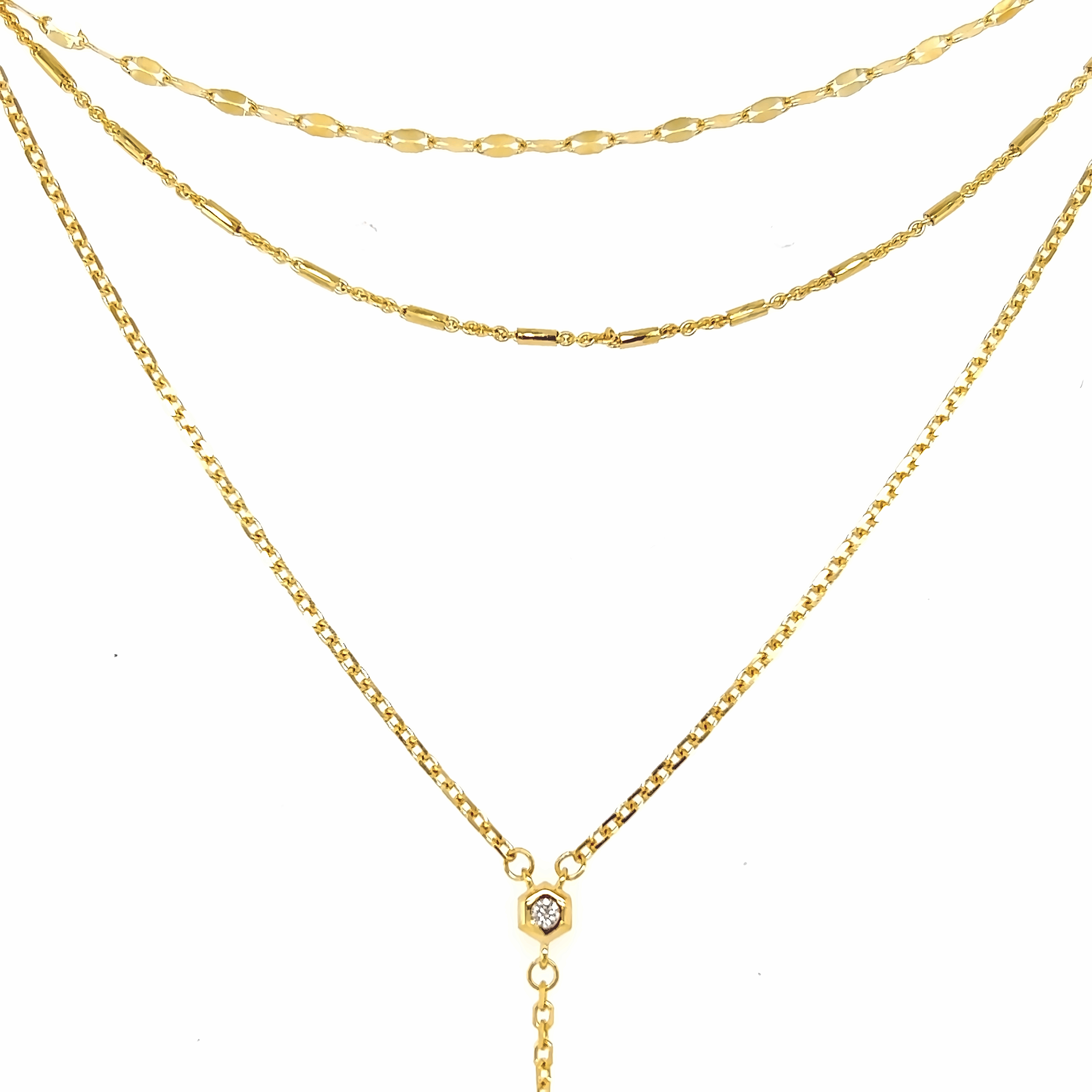 14k Gold Diamond Y Drop Necklace