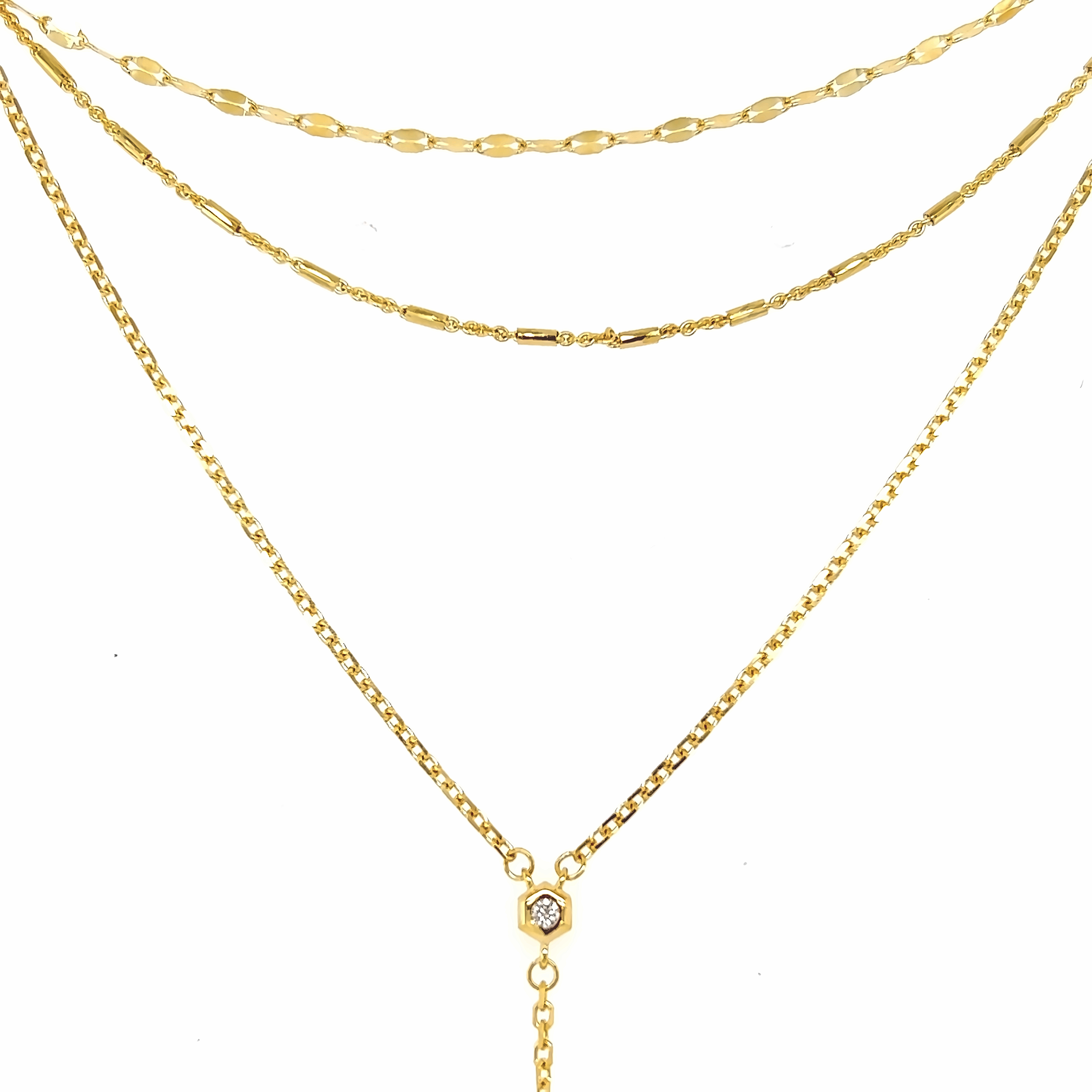 Yellow Gold Y Drop Necklace
